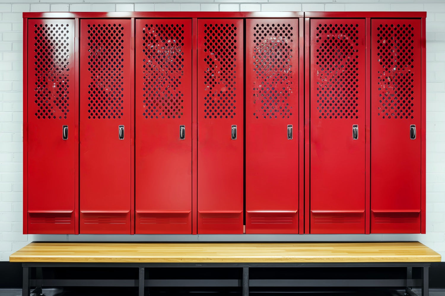 Sports Backdrop Red Locker Room Bench Sports Backdrops for Photography UK LXX59-347
