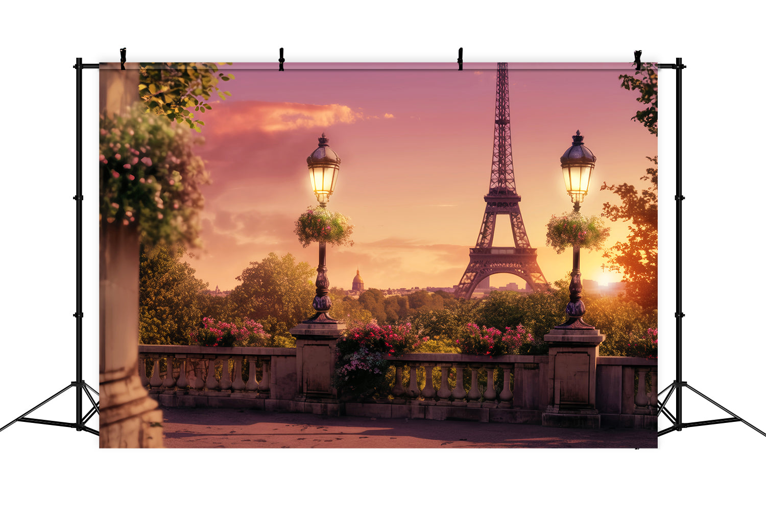 Paris Street Backdrops Eiffel Tower Sunset Balcony Paris Backdrop Ideas UK LXX59-40