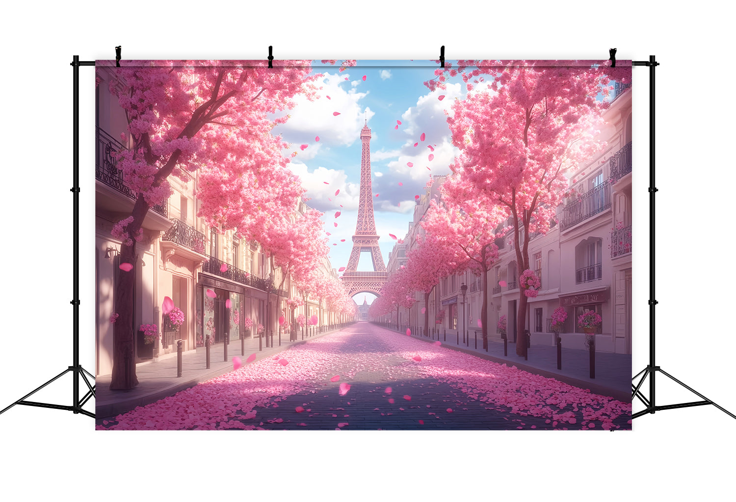 Paris Street Backdrops Eiffel Tower Cherry Blossom Street Paris Backdrops UK LXX59-41