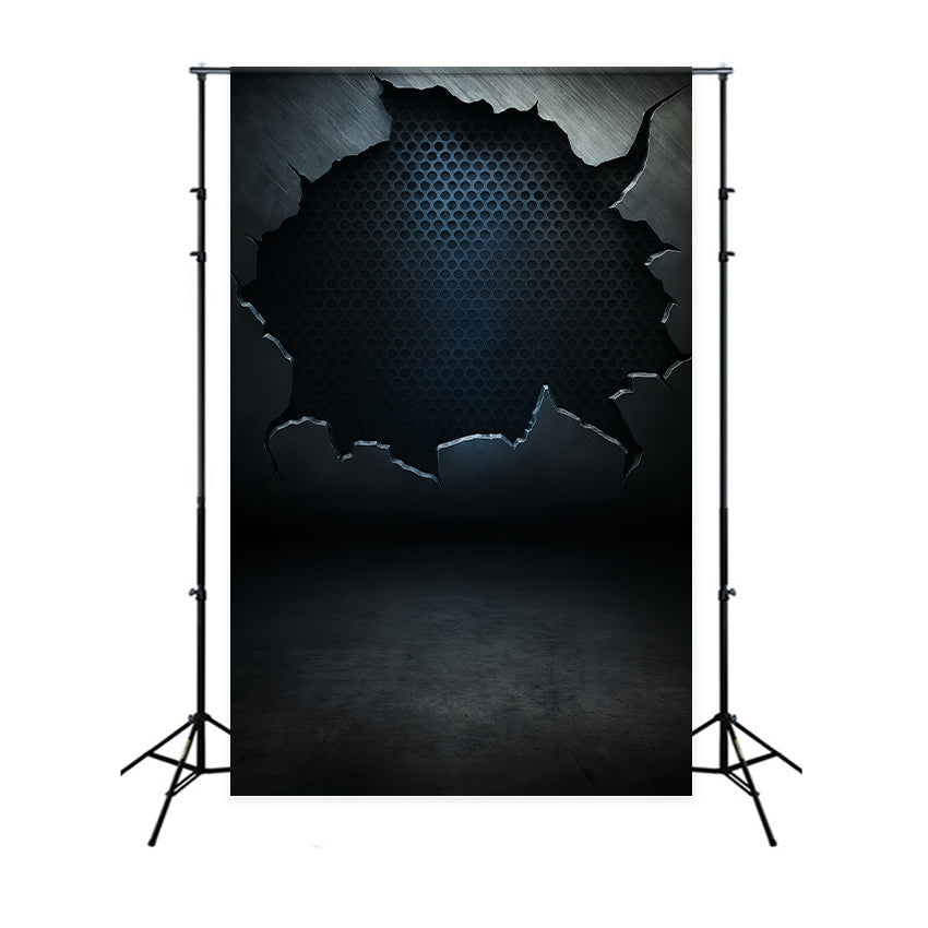 Concrete Photo Backdrop Industrial Metal Grid Texture Portrait Backdrop UK LXX59-432
