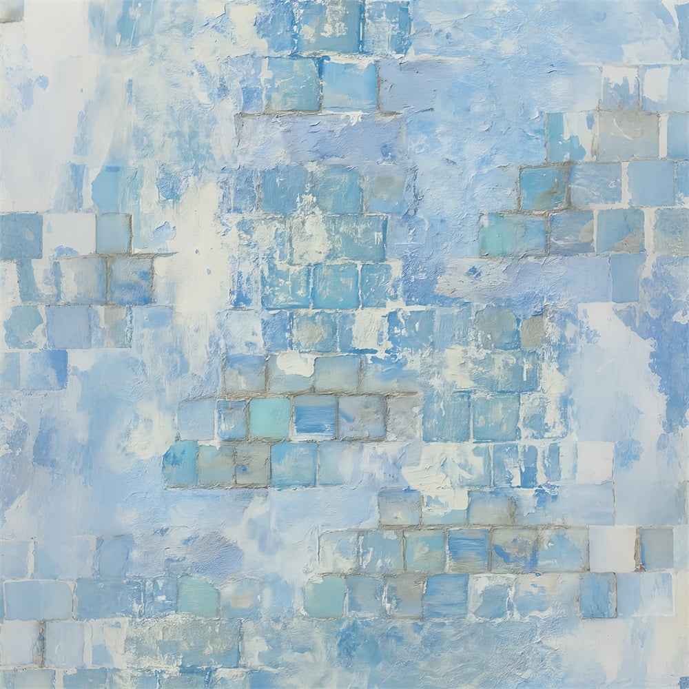 Concrete Wall Backdrop Light Blue Brick Texture Portrait Backdrops UK LXX59-444
