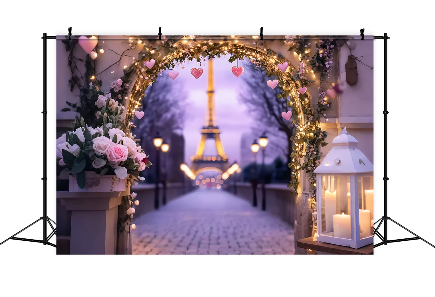Paris Backdrops Romantic Eiffel Lantern Arch Paris Backdrop UK LXX59-45