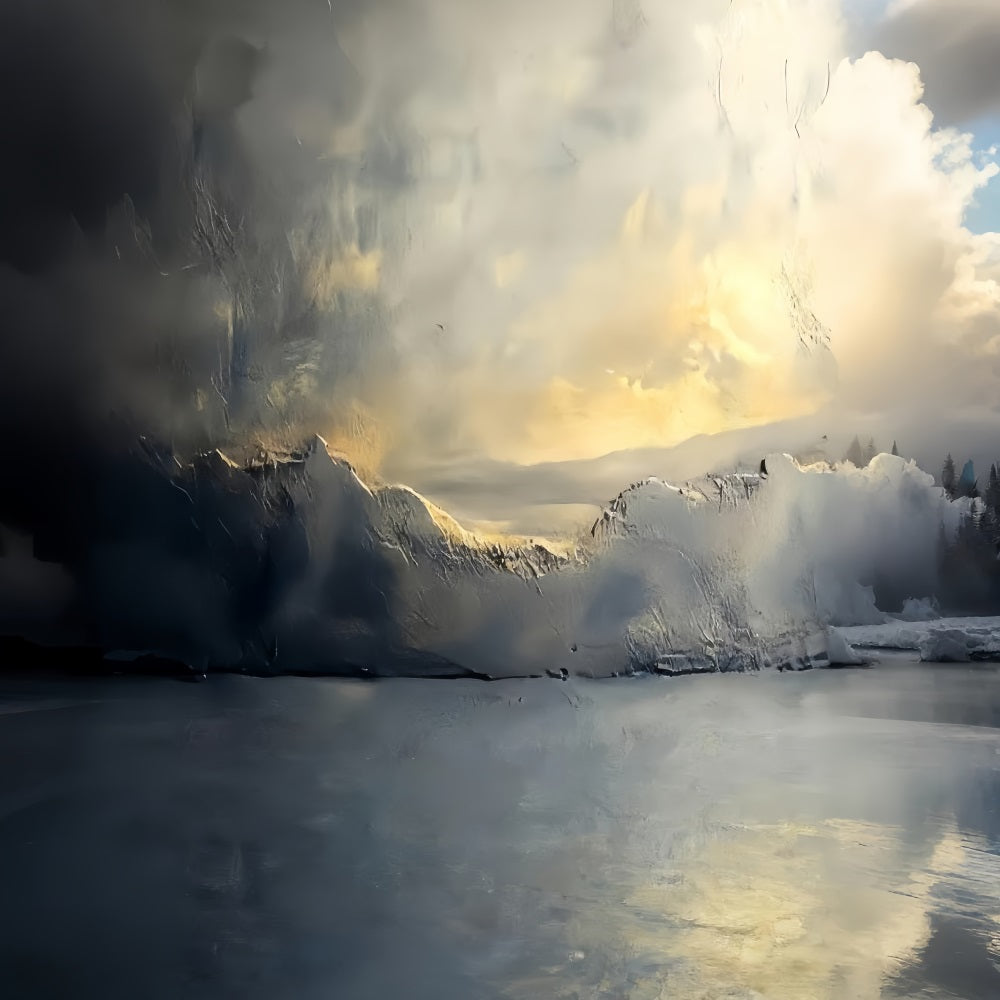 Concrete Backdrop Golden Horizon Mist Landscape Portrait Photography Backdrop UK LXX59-453