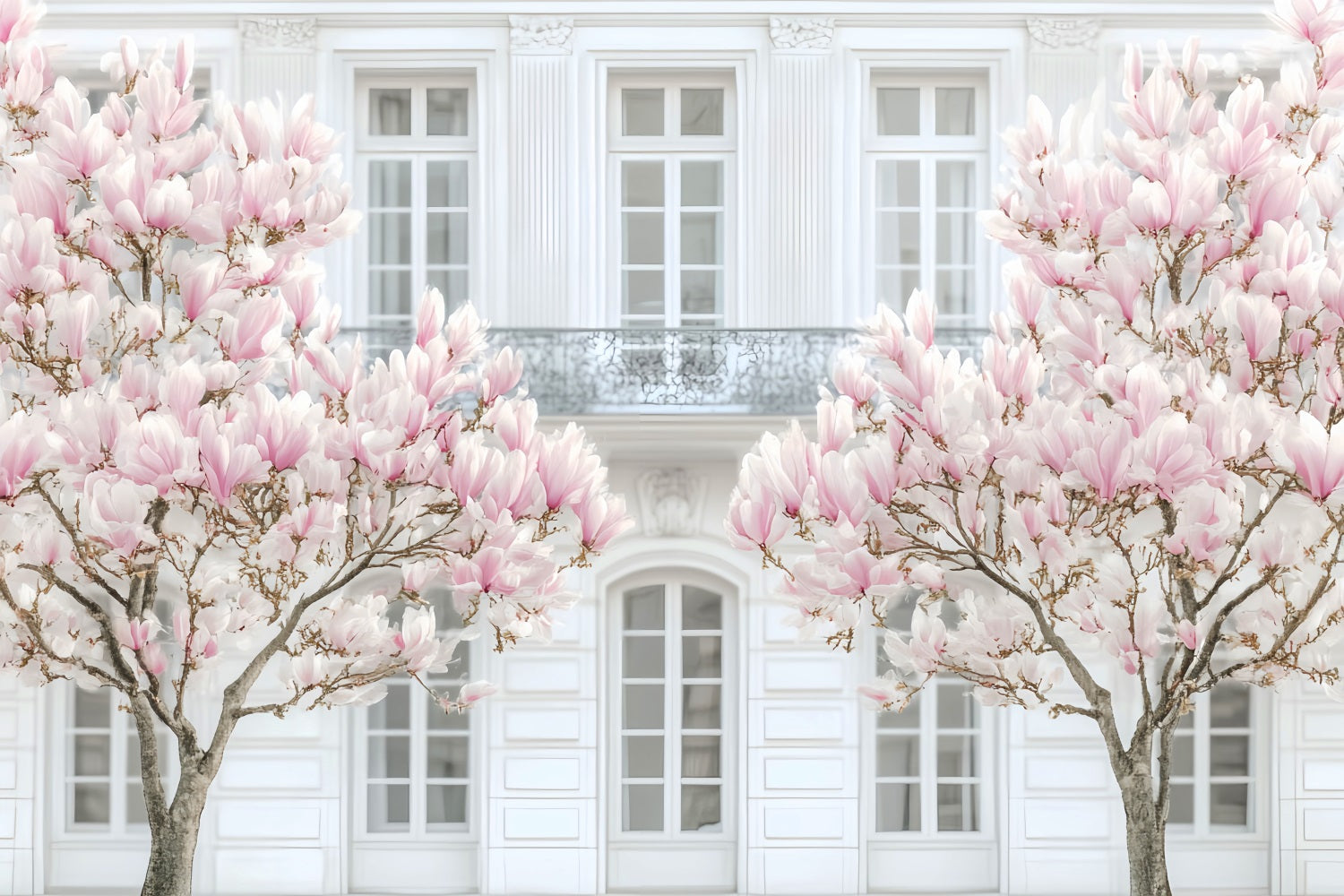 Europe Backdrop Parisian Magnolia White Facade Paris Backdrop UK LXX59-48