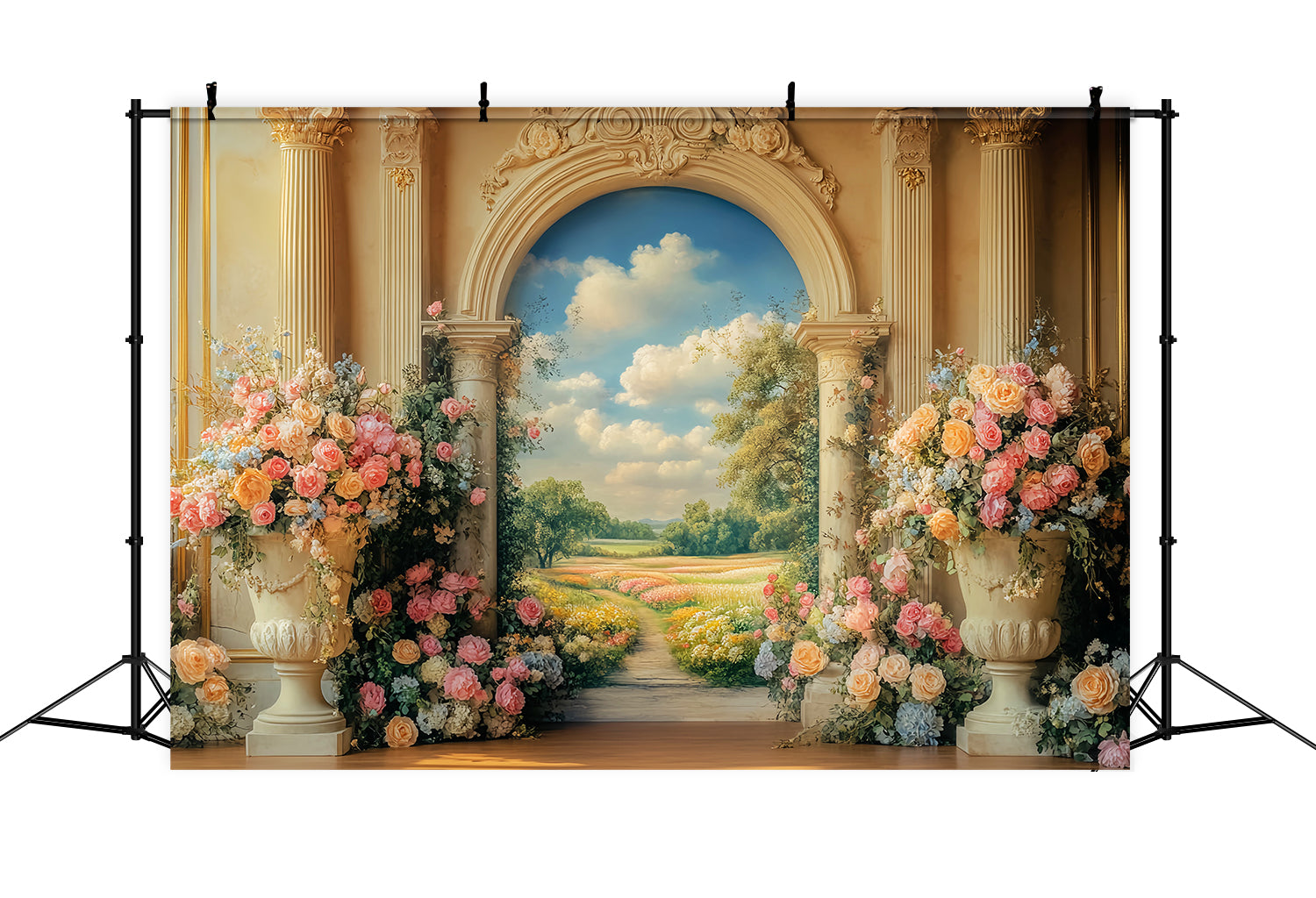 Europe Backdrop Floral Archway Blooming Meadow European Backdrop UK LXX59-53