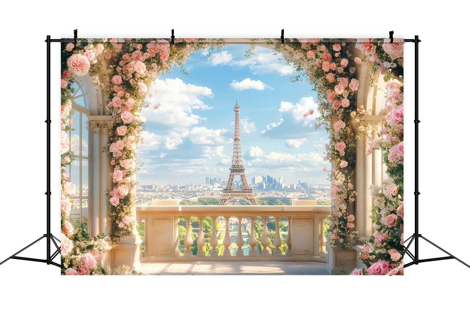 Paris Backdrops Blossoming Rose Archway View Paris Backdrop Ideas UK LXX59-67