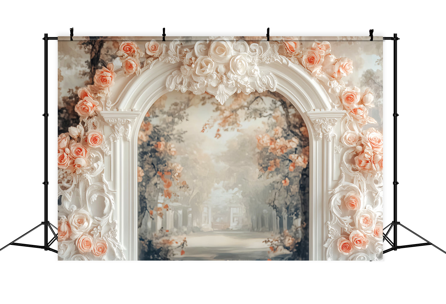 Paris Backdrops Vintage Archway Rose Embellishment European Backdrop UK LXX59-74