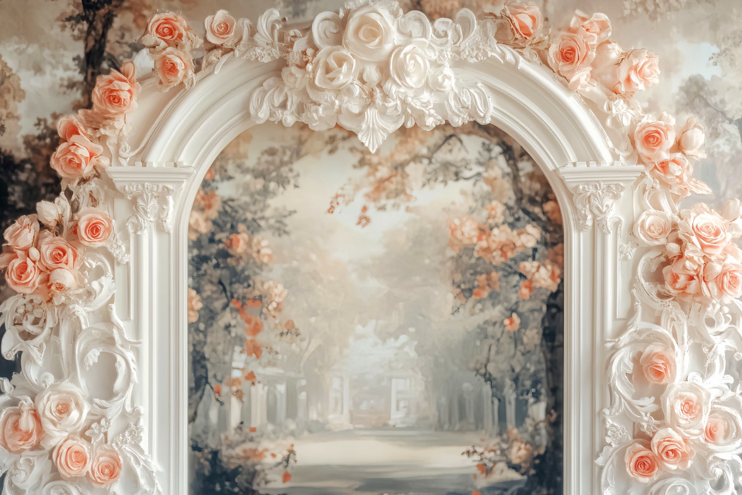 Paris Backdrops Vintage Archway Rose Embellishment European Backdrop UK LXX59-74