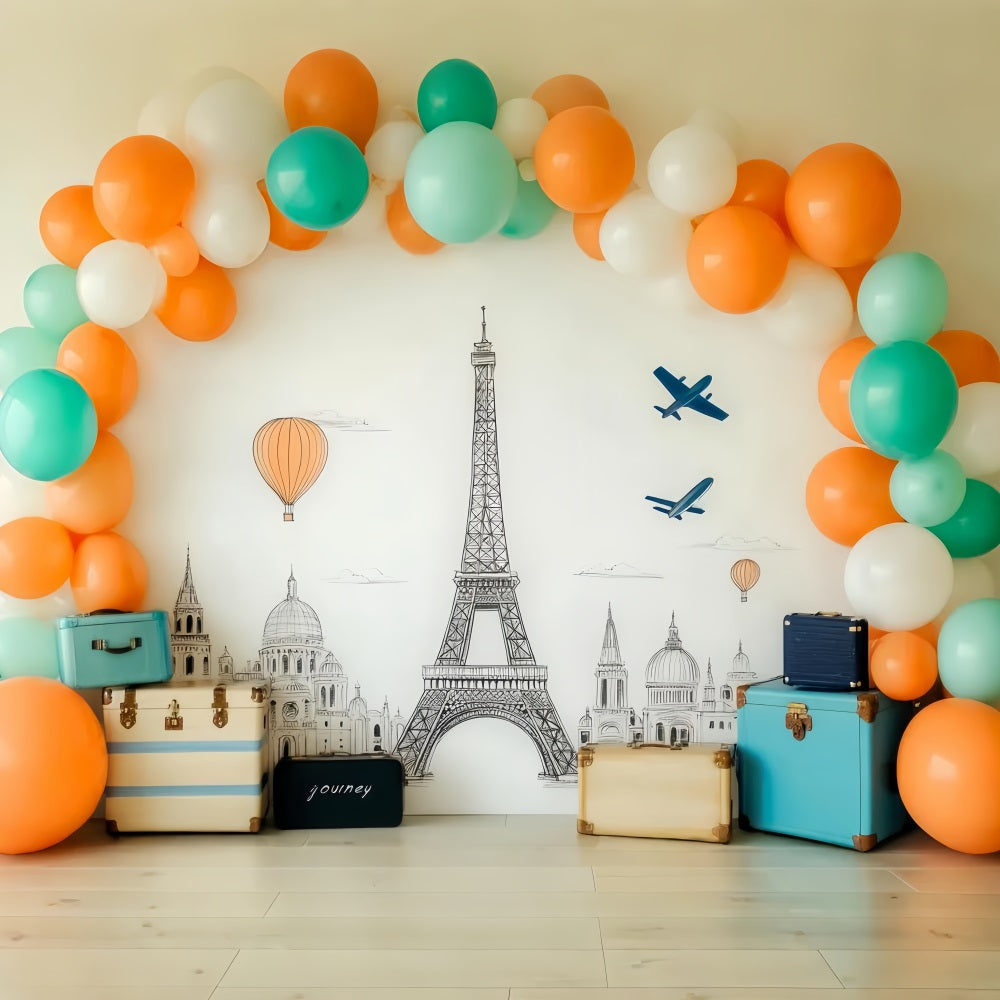 Paris Backdrops Eiffel Tower Balloon Paris Backdrop for Pictures UK LXX59-75