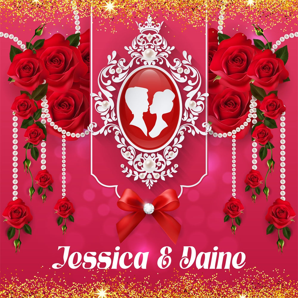 Custom Wedding Photo Backdrop Enchanted Rose Pearl Backdrop UK LXX6-128