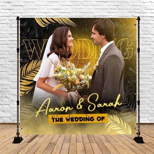 Rustic Wedding Backdrop Golden Glow Bliss Personalized Backdrop UK LXX6-130
