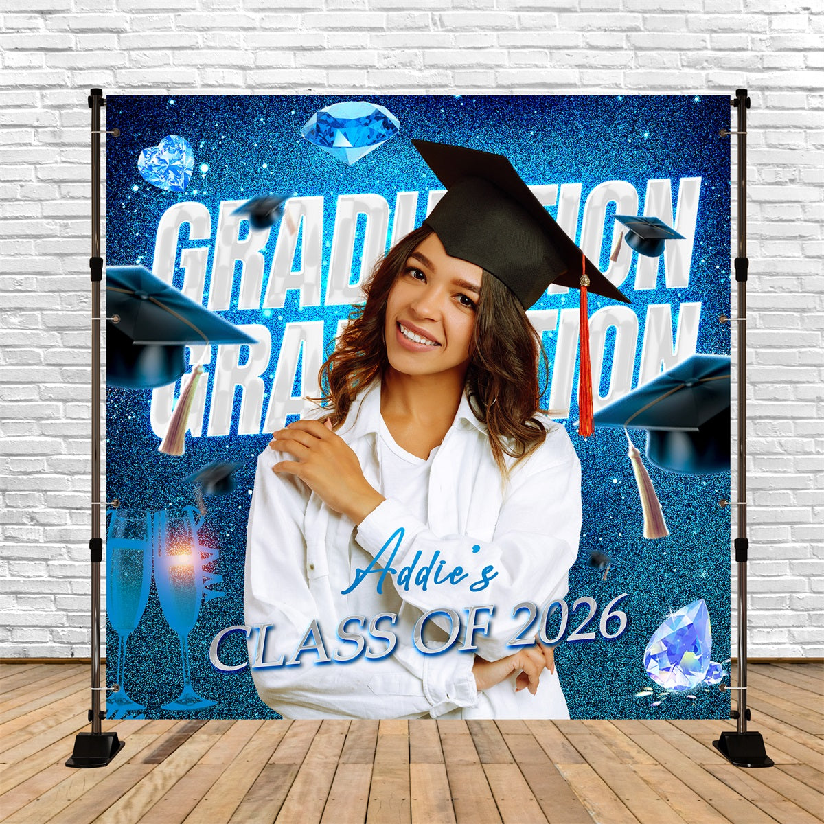 Customized Graduation Backdrop Diamond Sparkle Party Graduation Backdrop UK LXX6-202