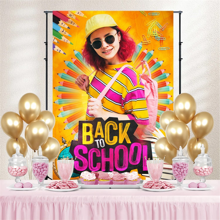 School Picture Backdrop Color Pop Pencil Personalized Backdrop UK LXX6-32