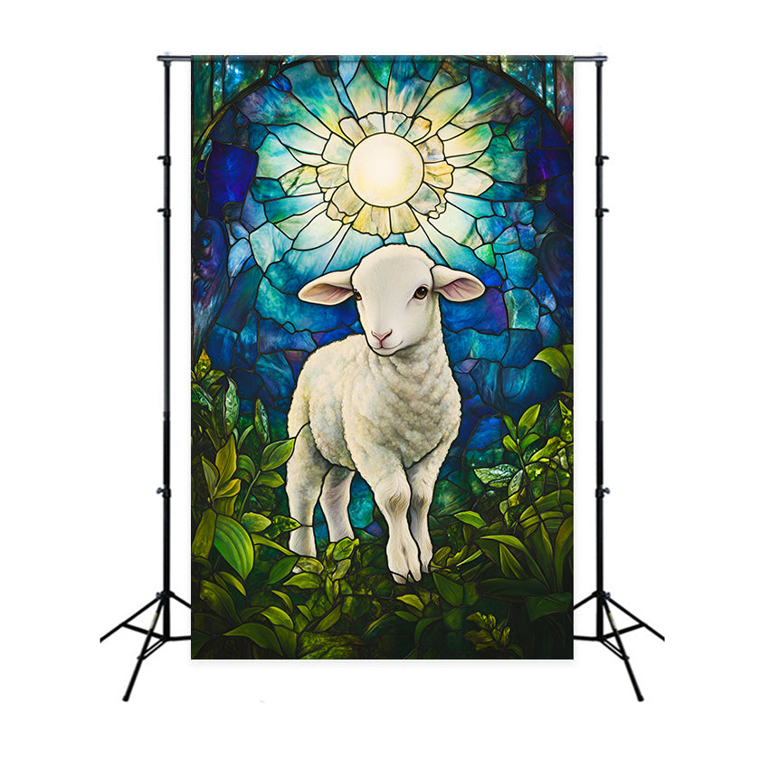 Easter Religious Backdrops Lamb Stained Glass He Is Risen Easter Photo Backdrops UK LXX61-149