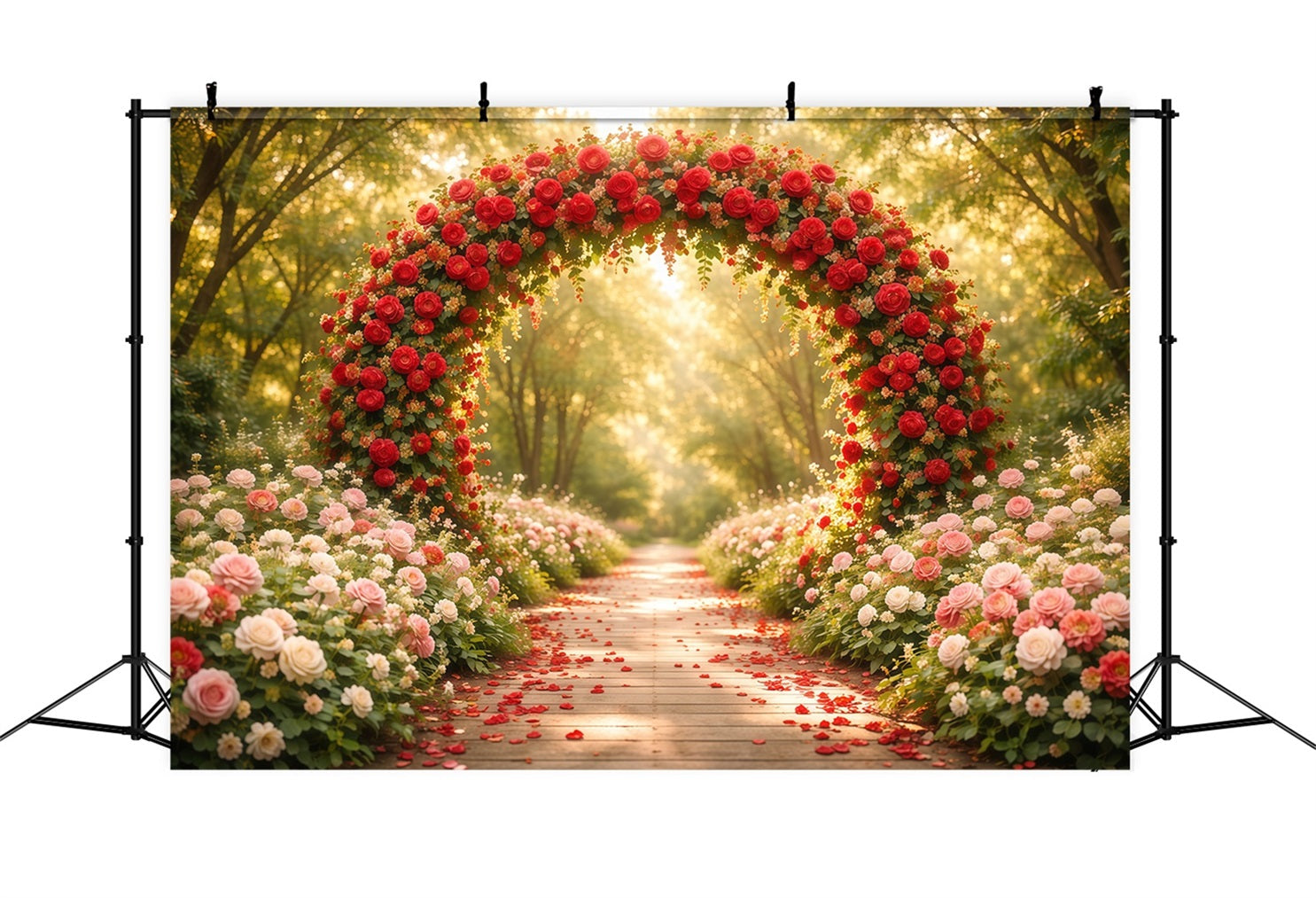 Flower Garden Backdrop Rose Arch Woodland Petal Path Floral Photography Backdrop UK LXX61-186