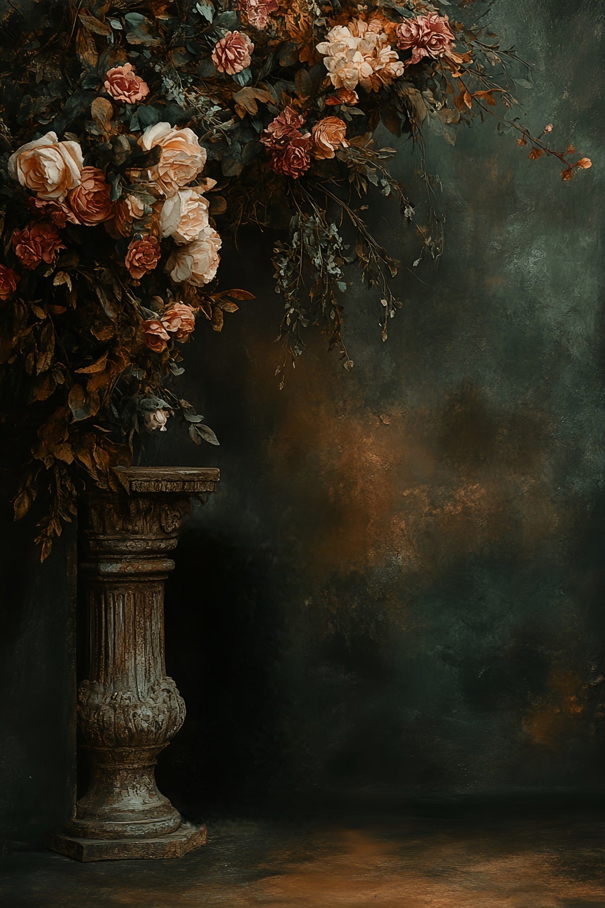 Portrait Backdrops Vintage Floral Pedestal Backdrops For Family Portraits UK LXX61-2