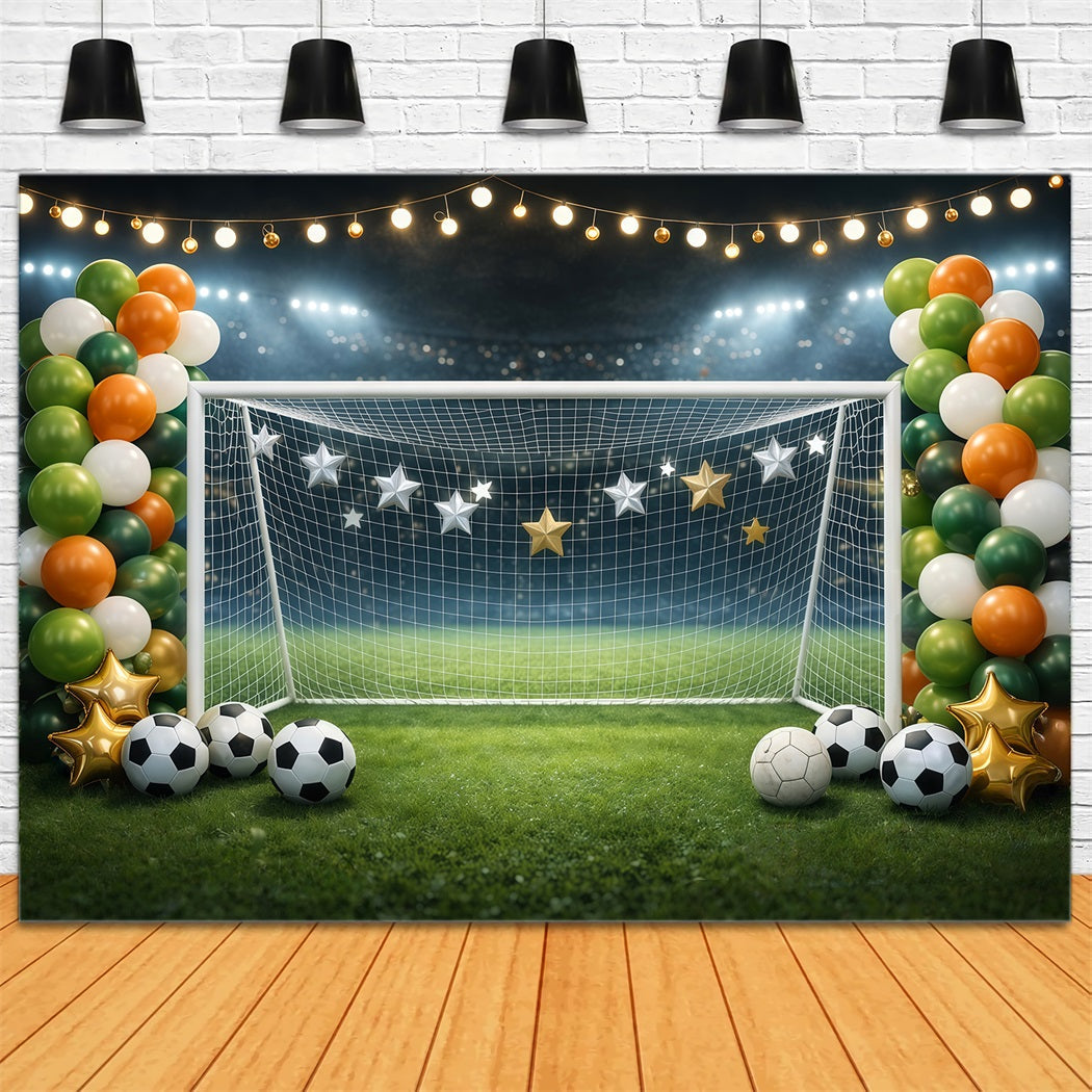 Soccer Stadium Backdrop Star Goal Championship Sports Photography Backdrop UK LXX61-219
