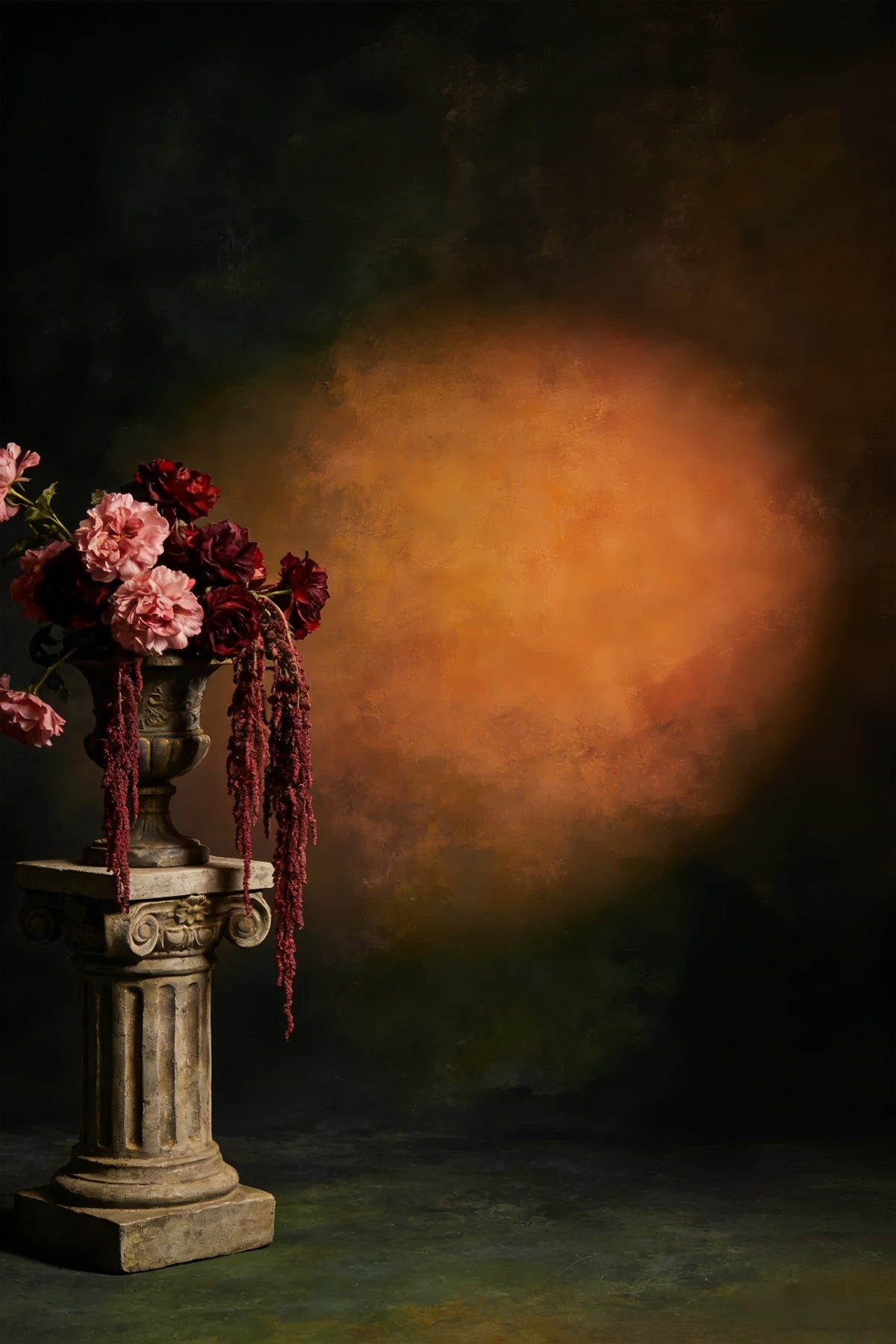 Portrait Backdrop Moody Amber Shadow Flower Professional Portrait Backdrops UK LXX61-3