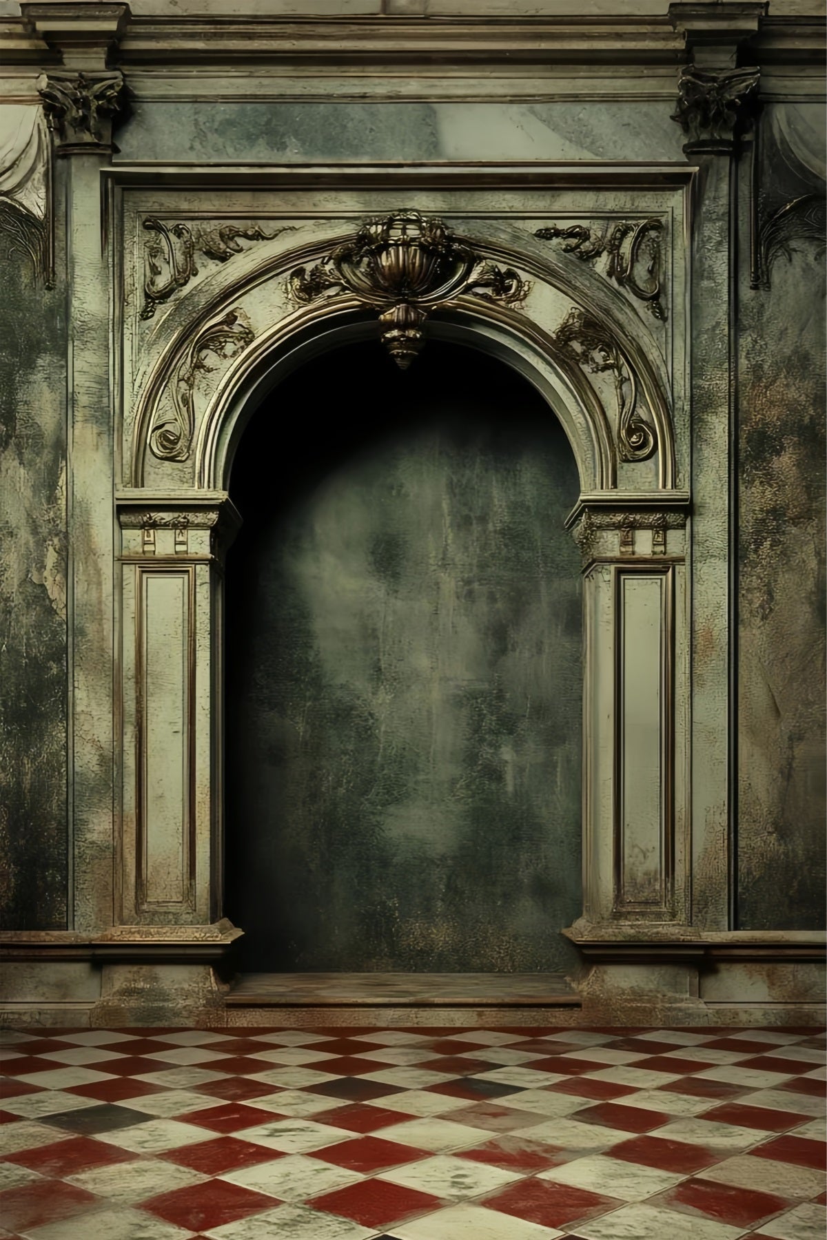 Portrait Photo Backdrop Baroque Archway Marble Interior Vintage Backdrop UK LXX61-30