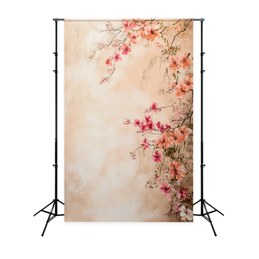 Portrait Photography Backdrops Blush Blossom Painted Wall Portrait Backdrop UK LXX61-4