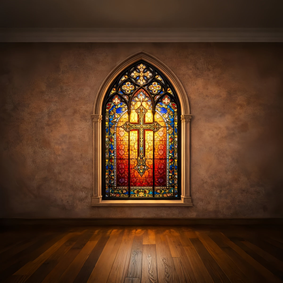 Church Easter Photo Backdrop Ideas Cathedral Stained Glass Cross 10x10 Easter Backdrops UK LXX61-42