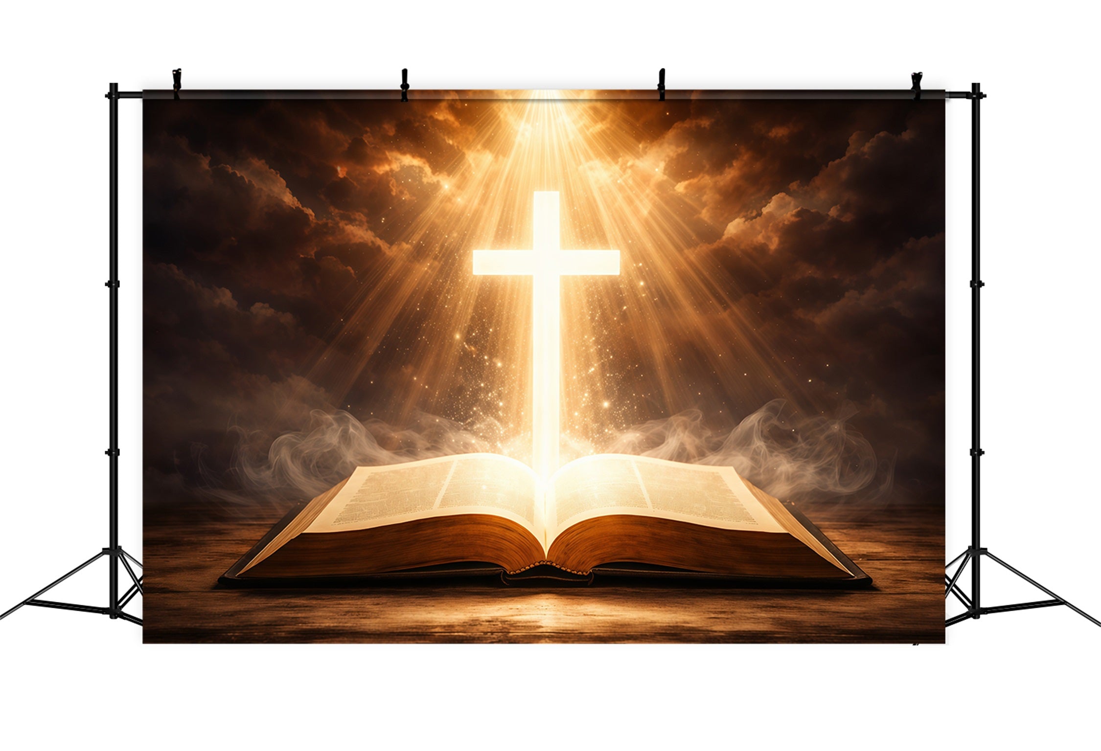 Church Easter Backdrop Radiant Cross Holy Scripture Glow Easter Backdrop Ideas UK LXX62-36