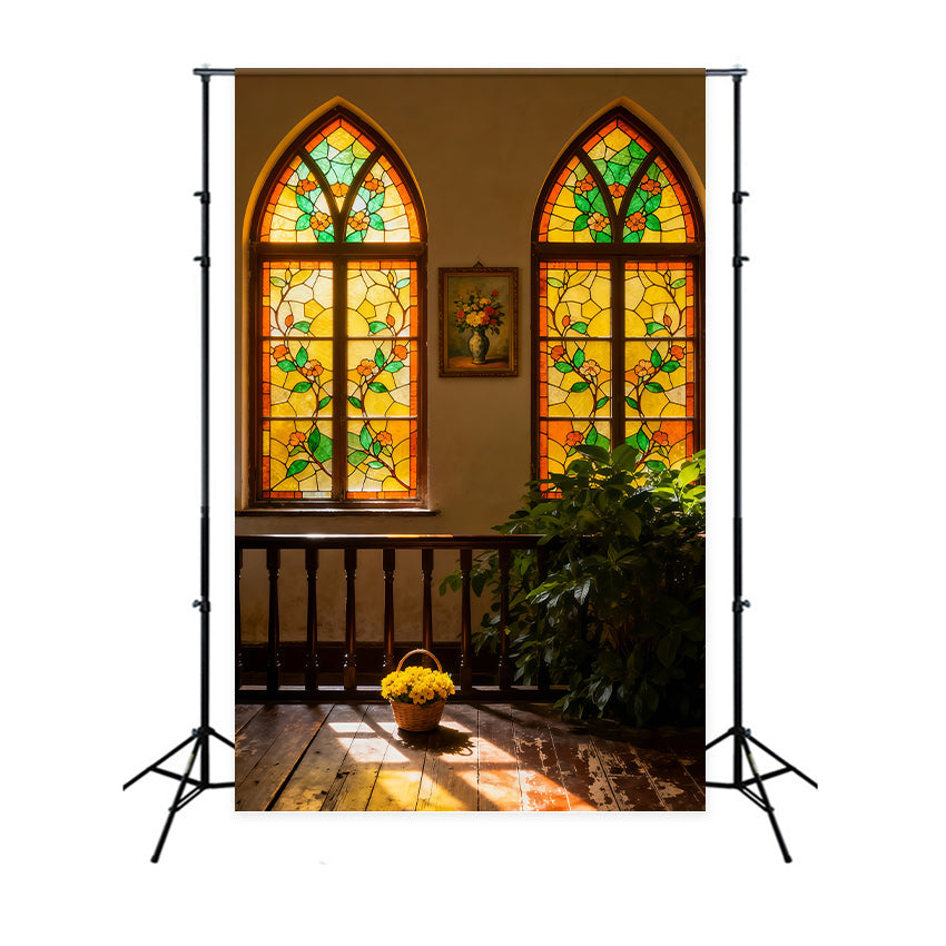 Stained Glass Window Backdrop Church Religious Easter Backdrops For Photography UK LXX62-40