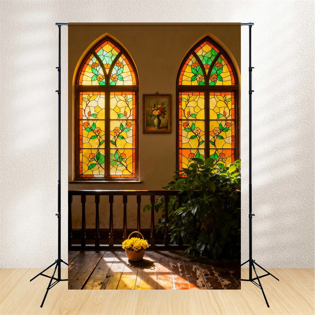 Stained Glass Window Backdrop Church Religious Easter Backdrops For Photography UK LXX62-40