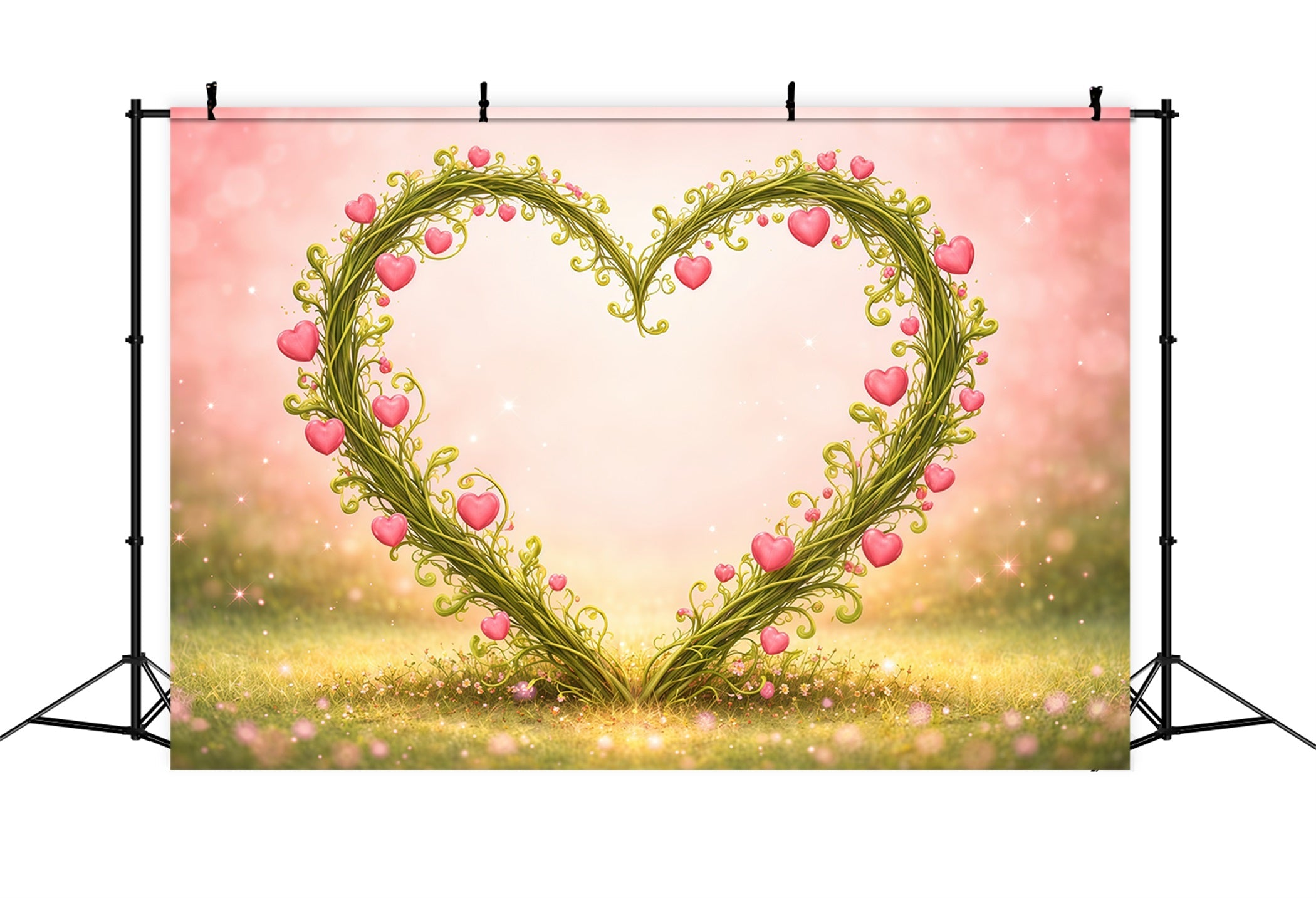 Heart Floral Frame Mother's Day Backdrop Whimsical Vine Pink Love Mother's Day Backdrop Ideas UK LXX63-12