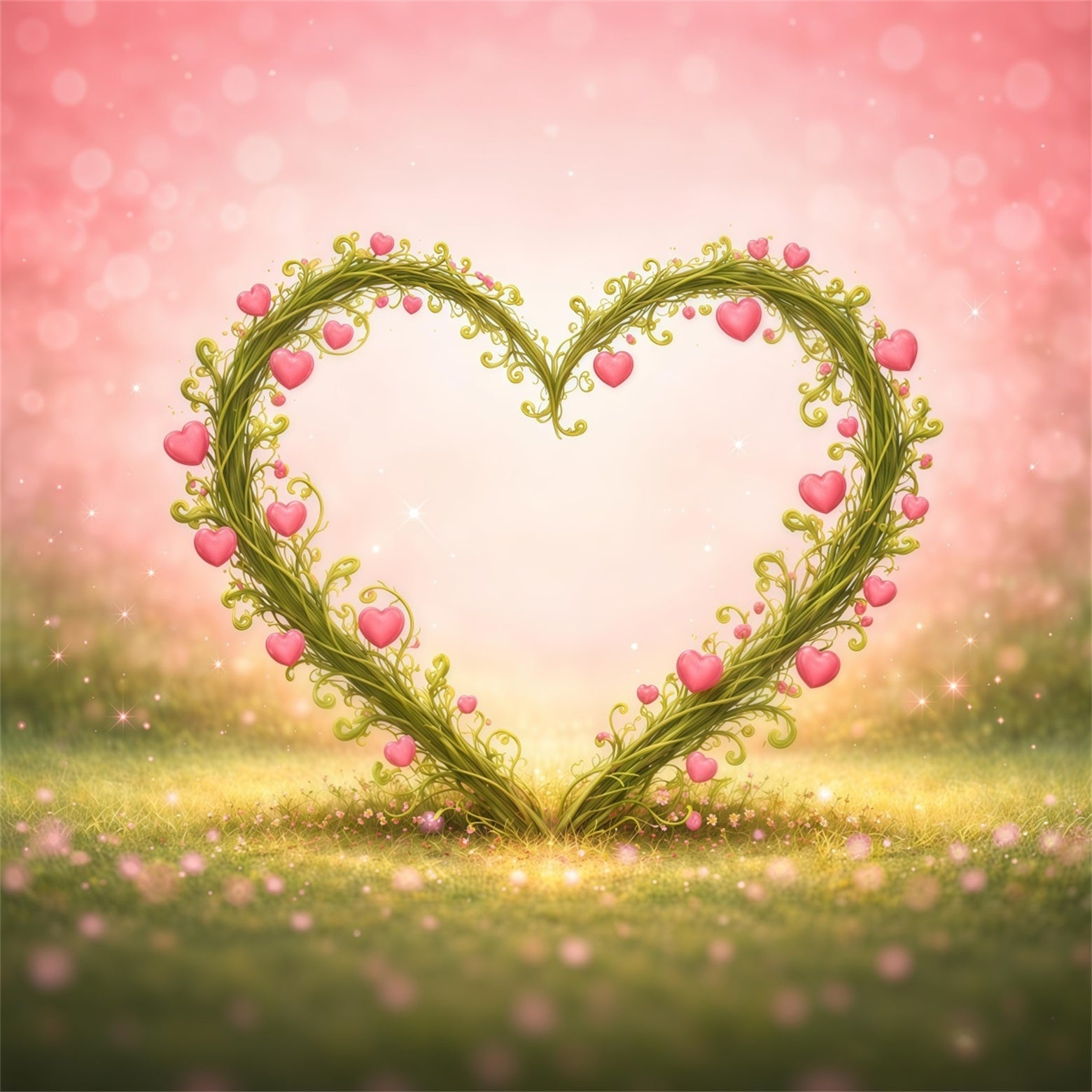 Heart Floral Frame Mother's Day Backdrop Whimsical Vine Pink Love Mother's Day Backdrop Ideas UK LXX63-12