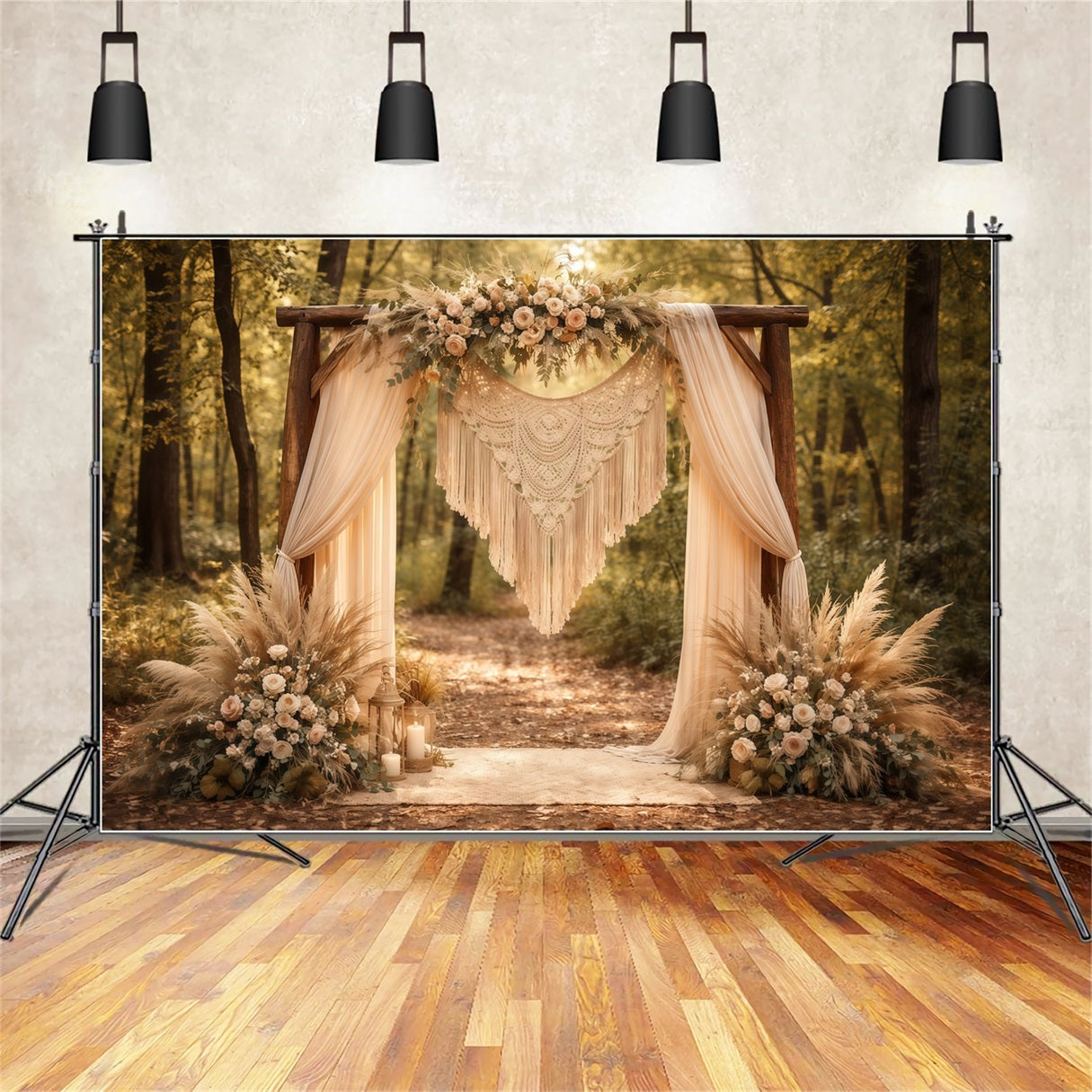 Floral Arch Mother's Day Backdrop Boho Pampas Flower Arch Woodland Mothers Day Backdrop Ideas UK LXX63-20