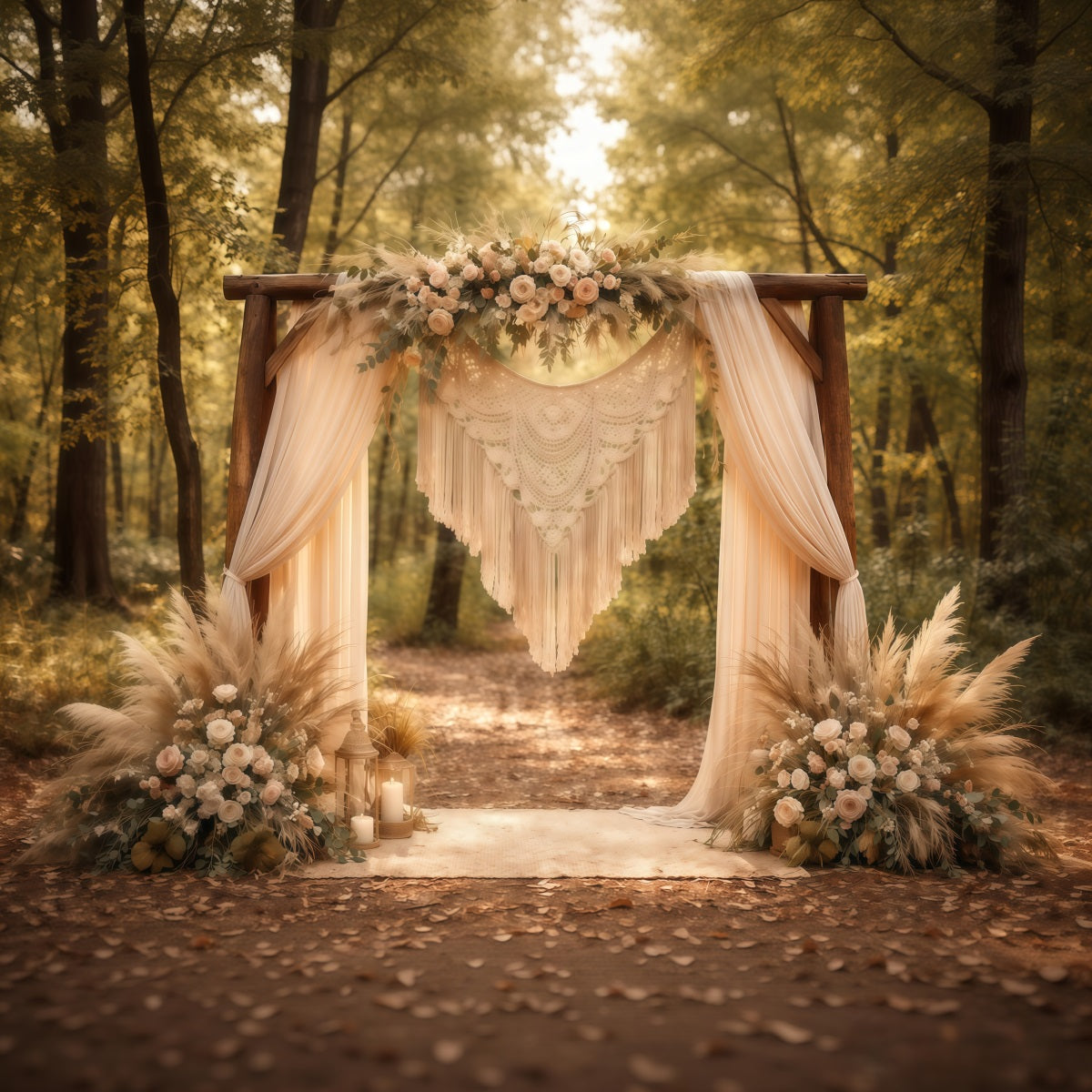 Floral Arch Mother's Day Backdrop Boho Pampas Flower Arch Woodland Mothers Day Backdrop Ideas UK LXX63-20