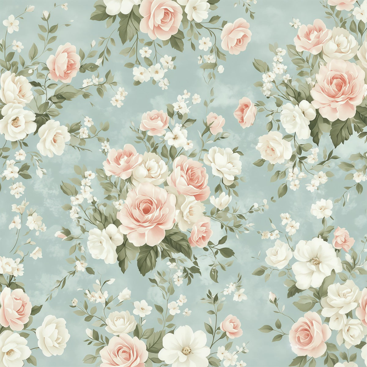 Mother's Day Portrait Backdrop Vintage Blue Rose Botanical Mother's Day Backdrop UK LXX63-3