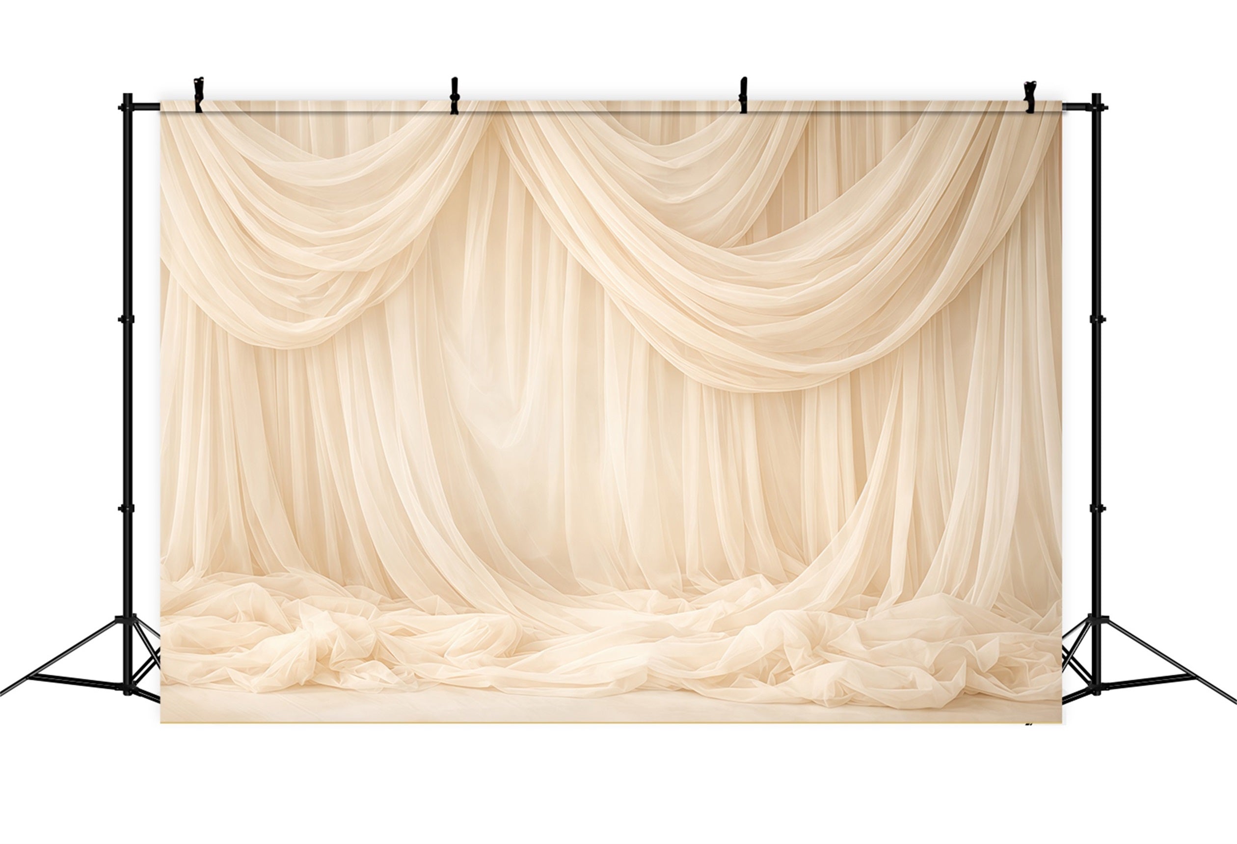 Dreamy Soft Focus Mother's Day Backdrop Elegant Ivory Sheer Drape Mother's Day Photo Backdrops UK LXX63-35