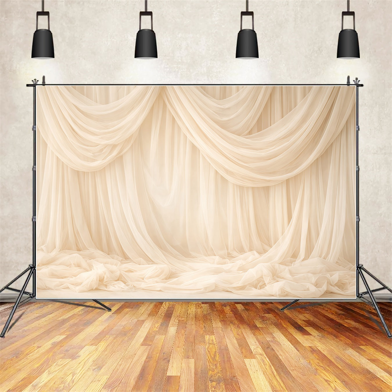 Dreamy Soft Focus Mother's Day Backdrop Elegant Ivory Sheer Drape Mother's Day Photo Backdrops UK LXX63-35