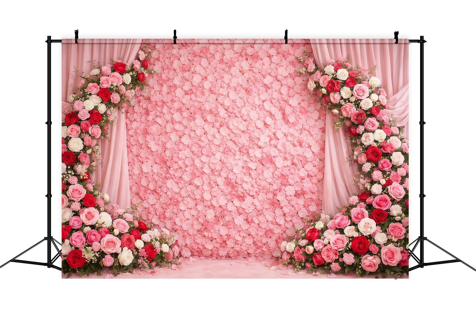 Mother's Day Portrait Backdrop Luxury Pink Floral Wall Rose Mother's Day Backdrop UK LXX63-8