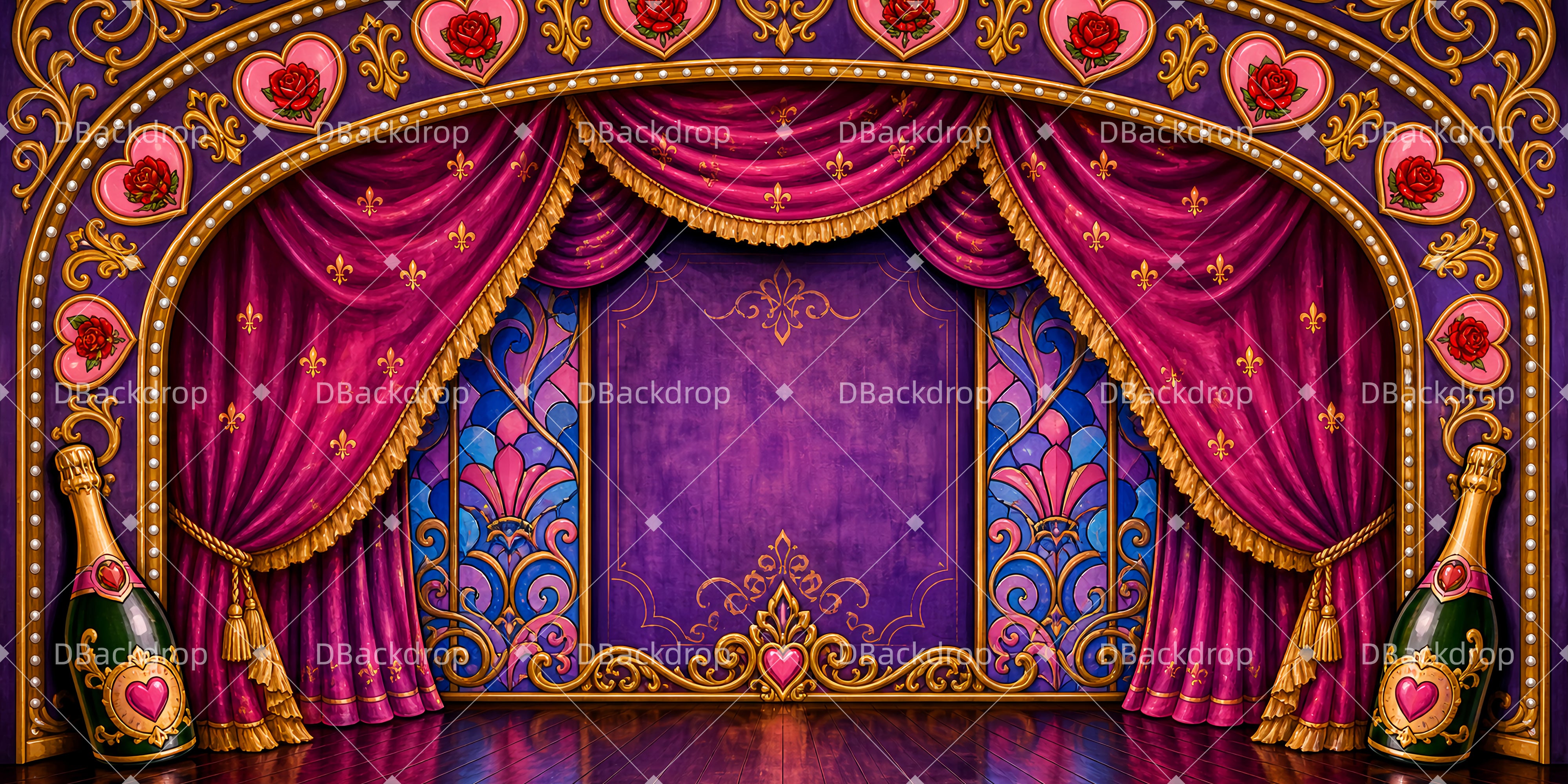 Performance Backdrop Rose Velvet Stage School Dance Backdrop UK LXX65-T107
