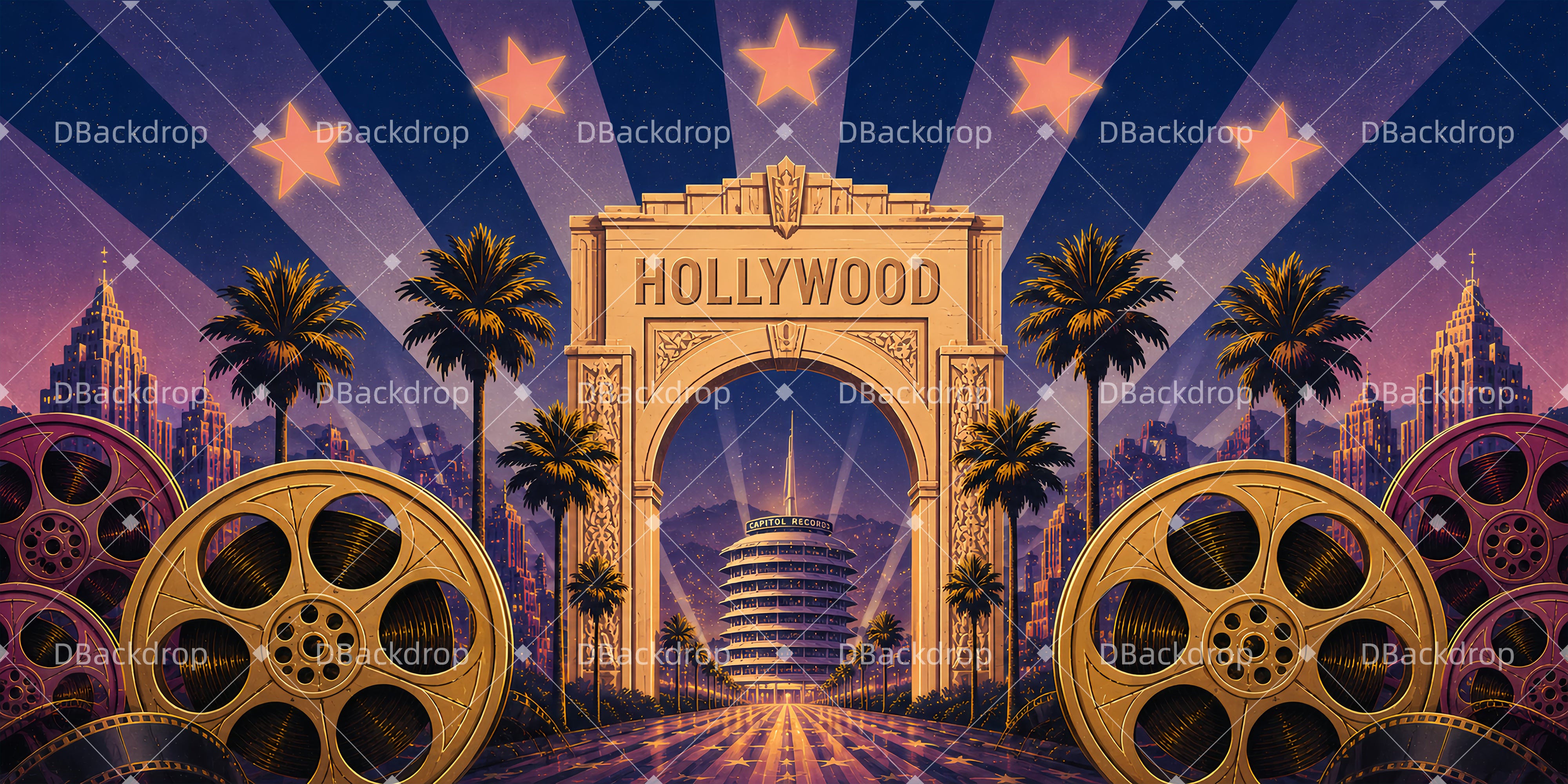Theater Stage Backdrop Golden Movie Arch Performance Backdrop UK LXX65-T108