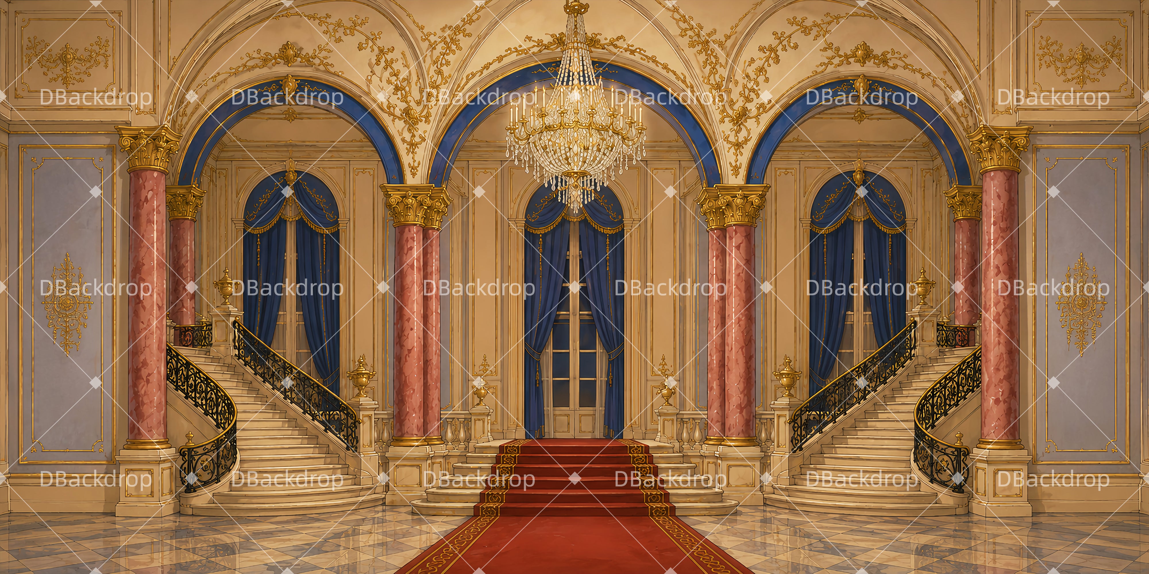 Performance Backdrop Royal Staircase Hall School Play Backdrops UK LXX65-T113