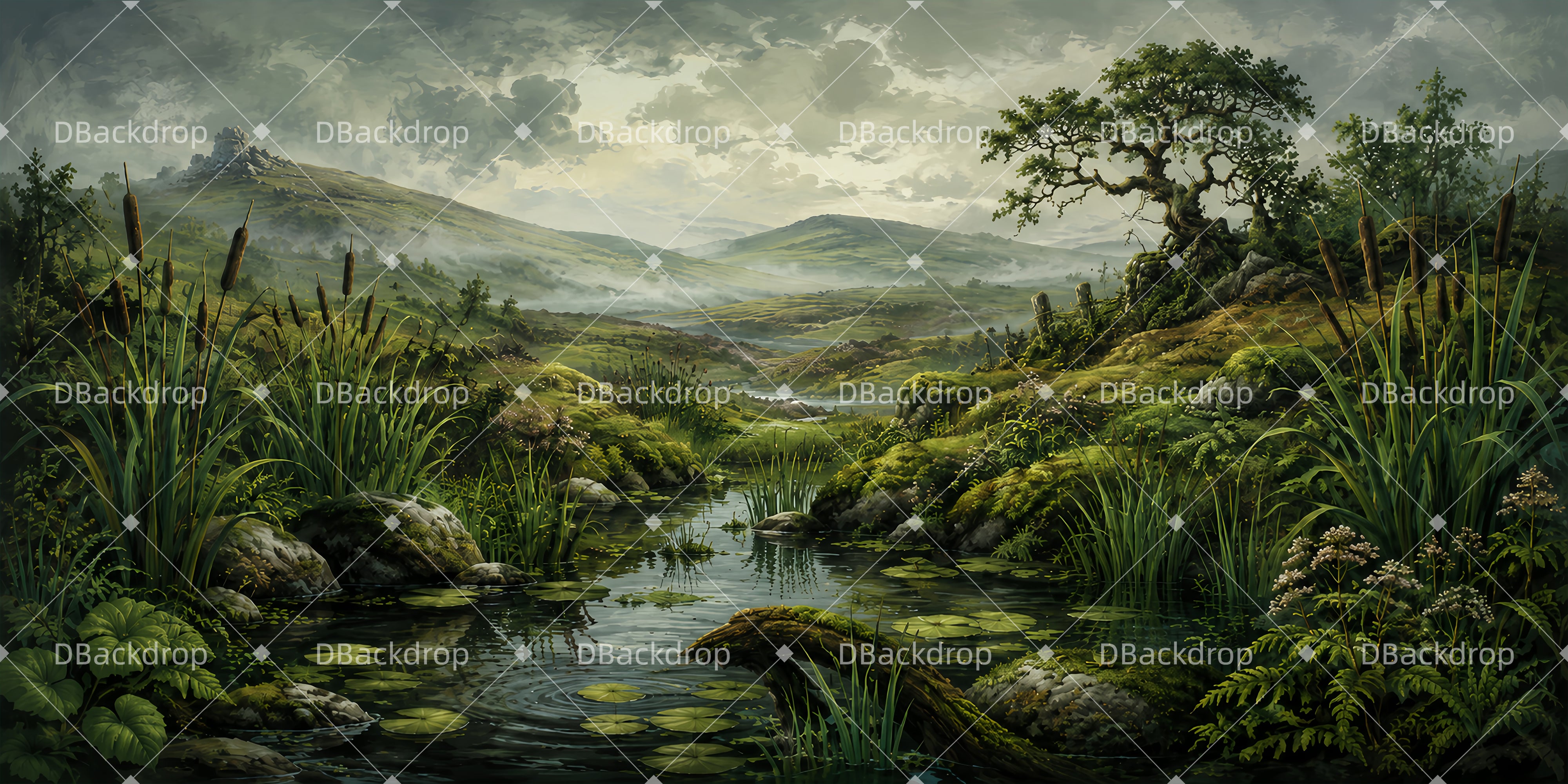 Stage Scenery Backdrops Misty Marsh Valley Theater Backdrop UK LXX65-T23