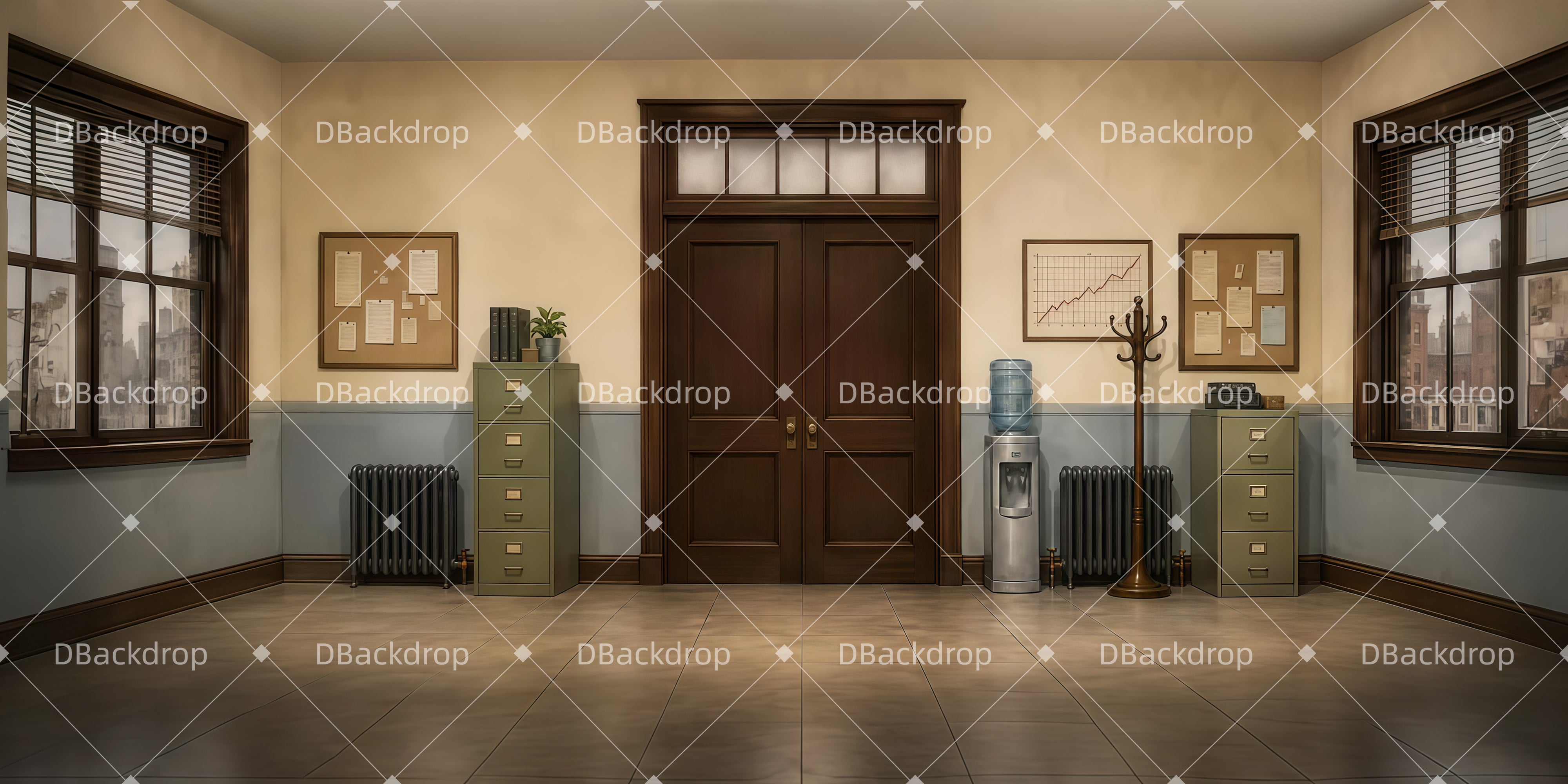 Stage Backdrop Ideas Midcentury Office Hall Backdrops For Theater UK LXX65-T31