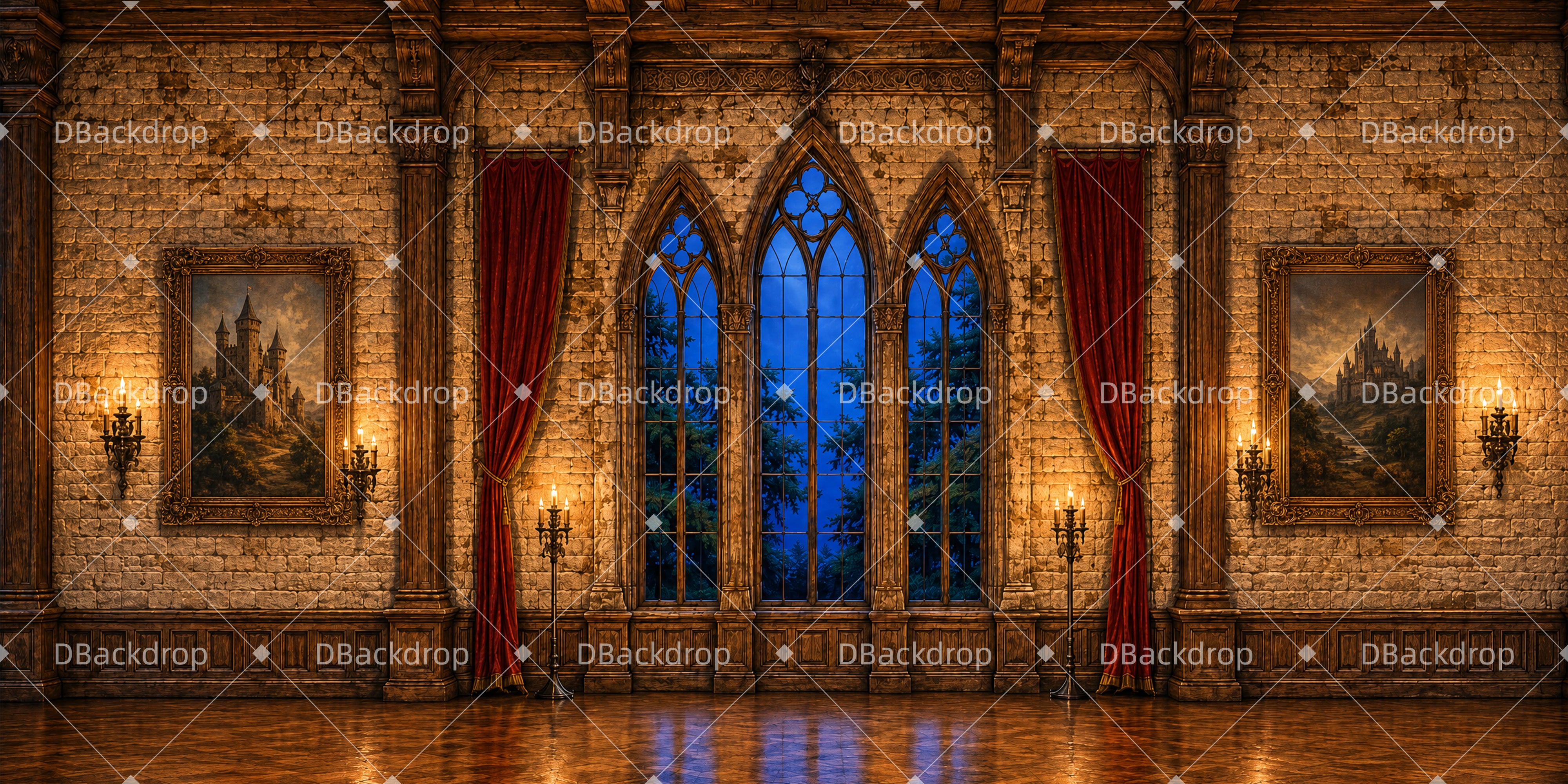 Stage Backdrops Gothic Castle Hall Backdrop For Theater Play UK LXX65-T68