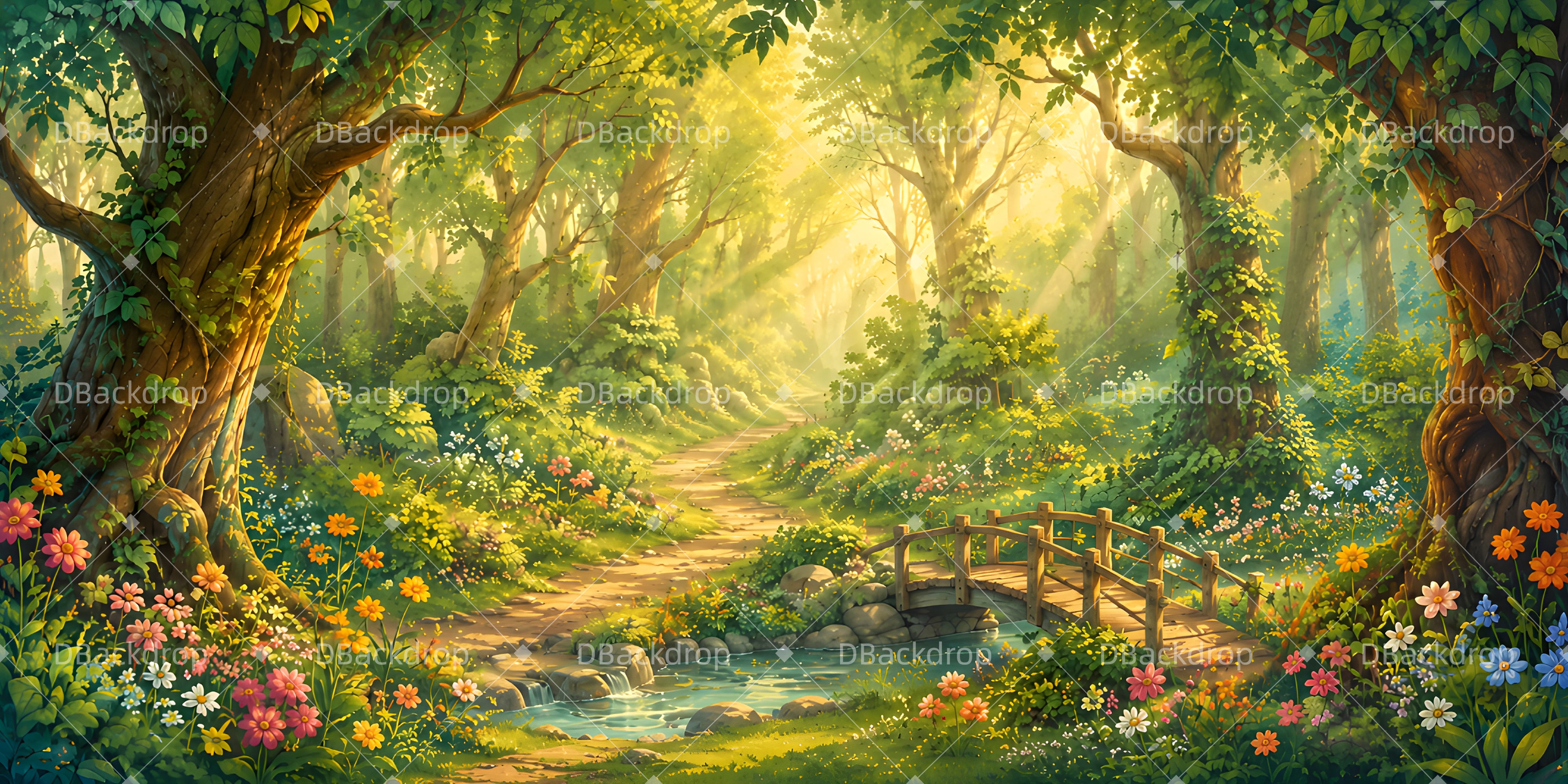 Forest Backdrop For Stage Enchanted Forest Path VBS Backdrop UK LXX65-T7