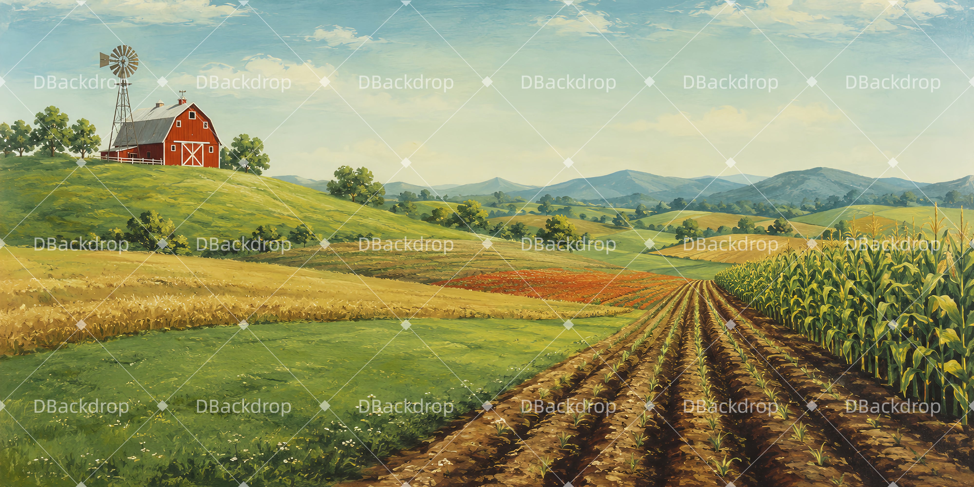 Stage Backdrops Countryside Farm Fields Theater Backdrop UK LXX65-T94
