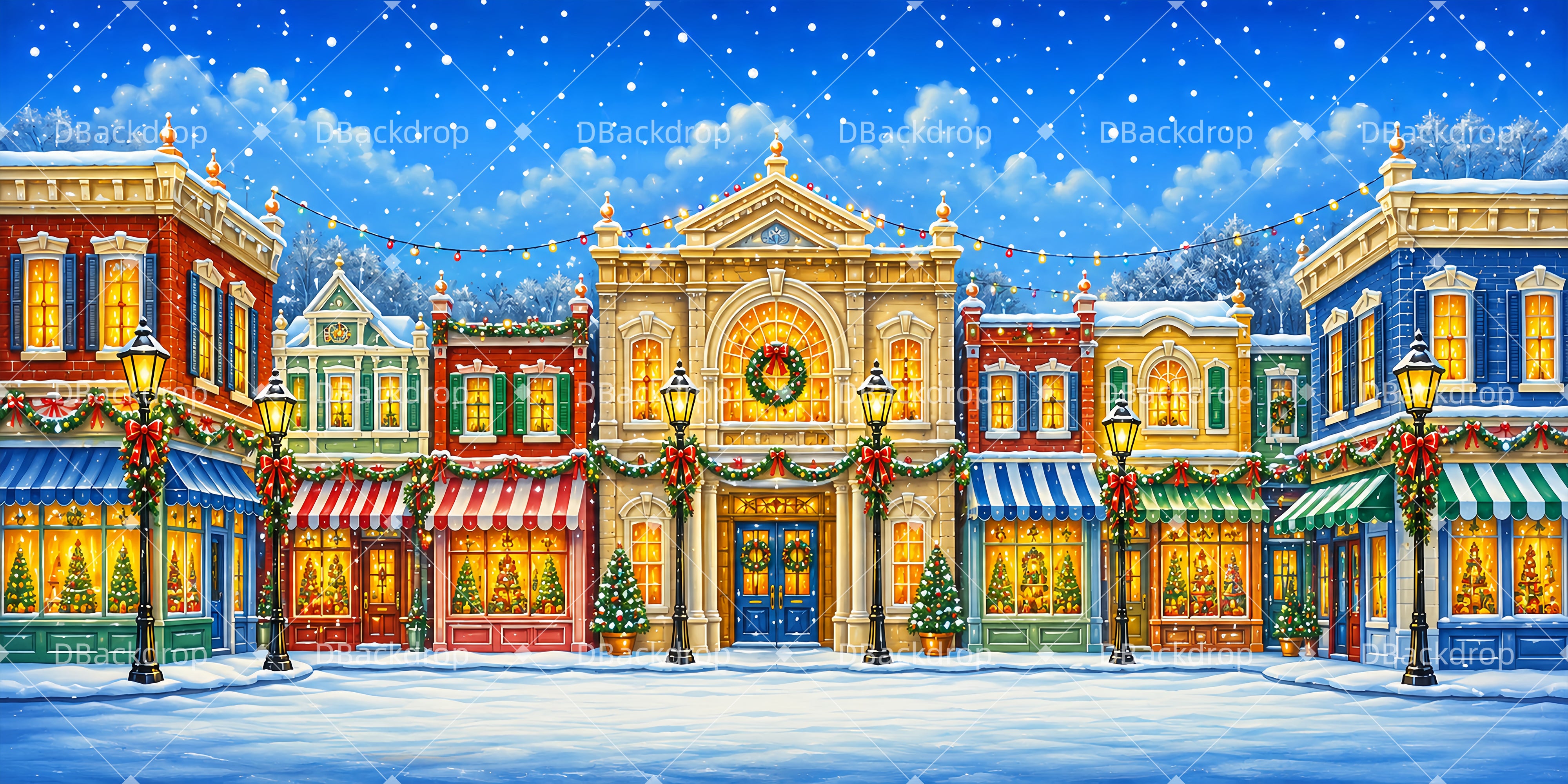 Christmas Stage Backdrops Christmas Avenue Theater Backdrops UK LXX66-T107
