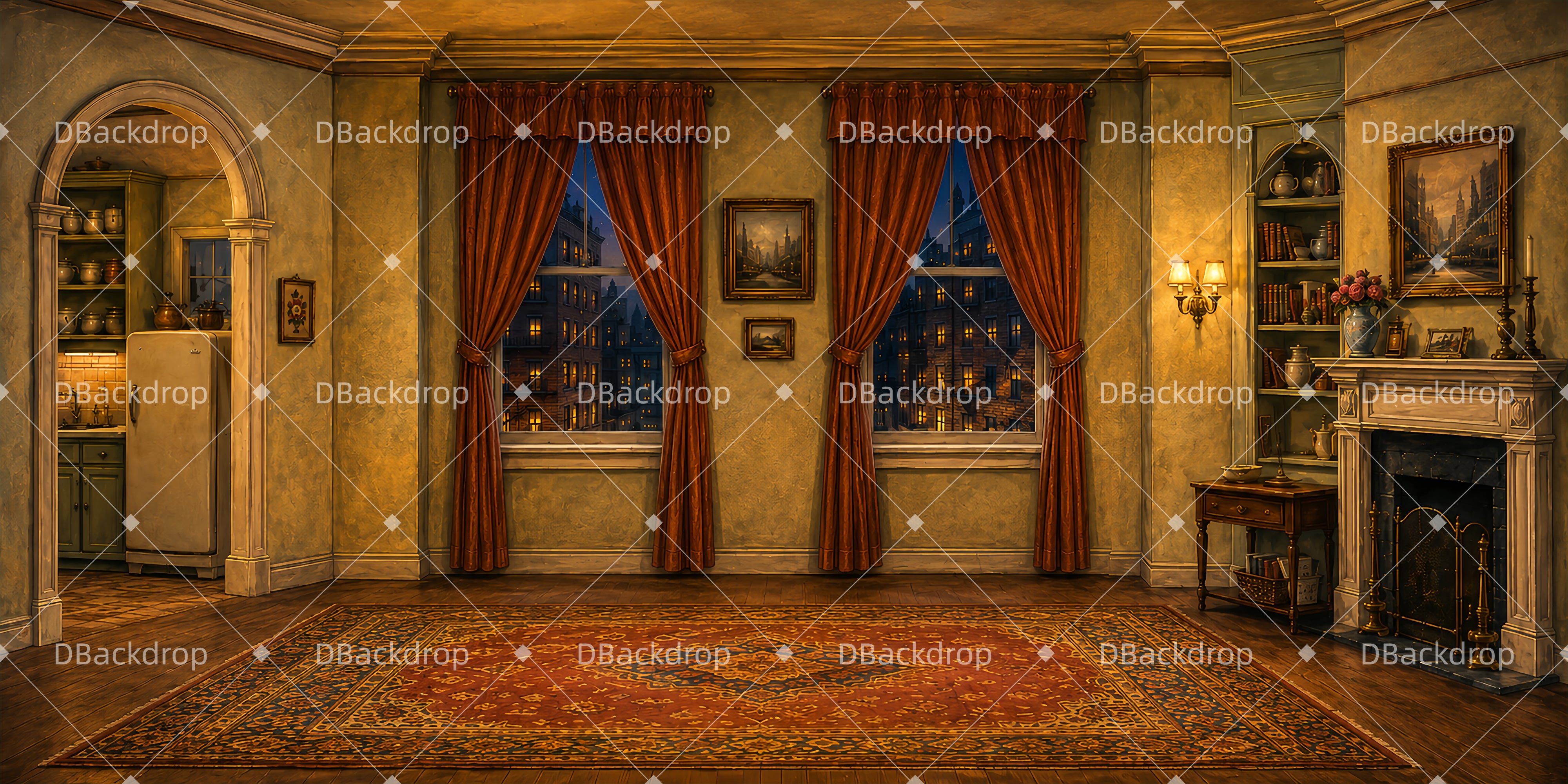 Backdrop For Theater City Apartment Interior Stage Backdrops UK LXX66-T112