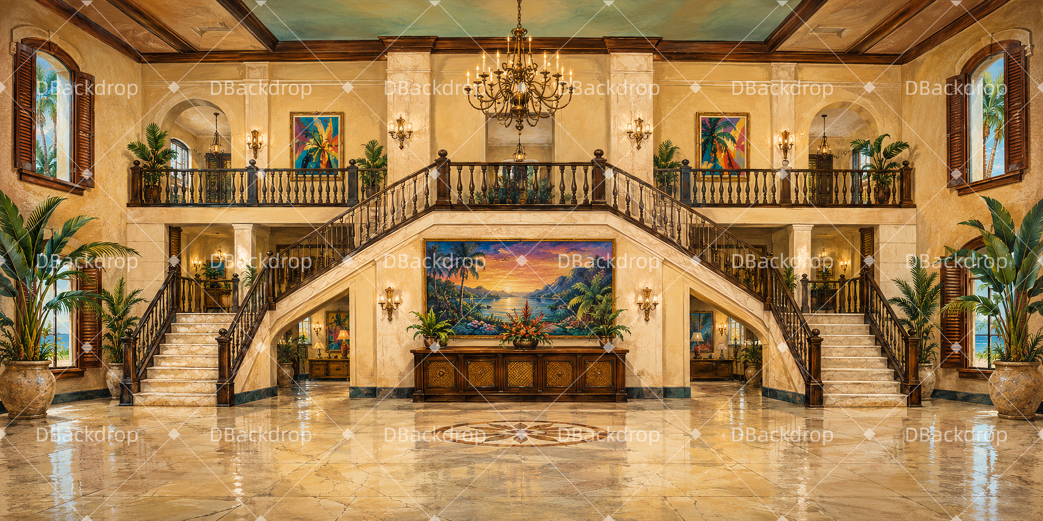 Professional Stage Backdrops Luxury Resort Lobby Theater Backdrop UK LXX66-T16