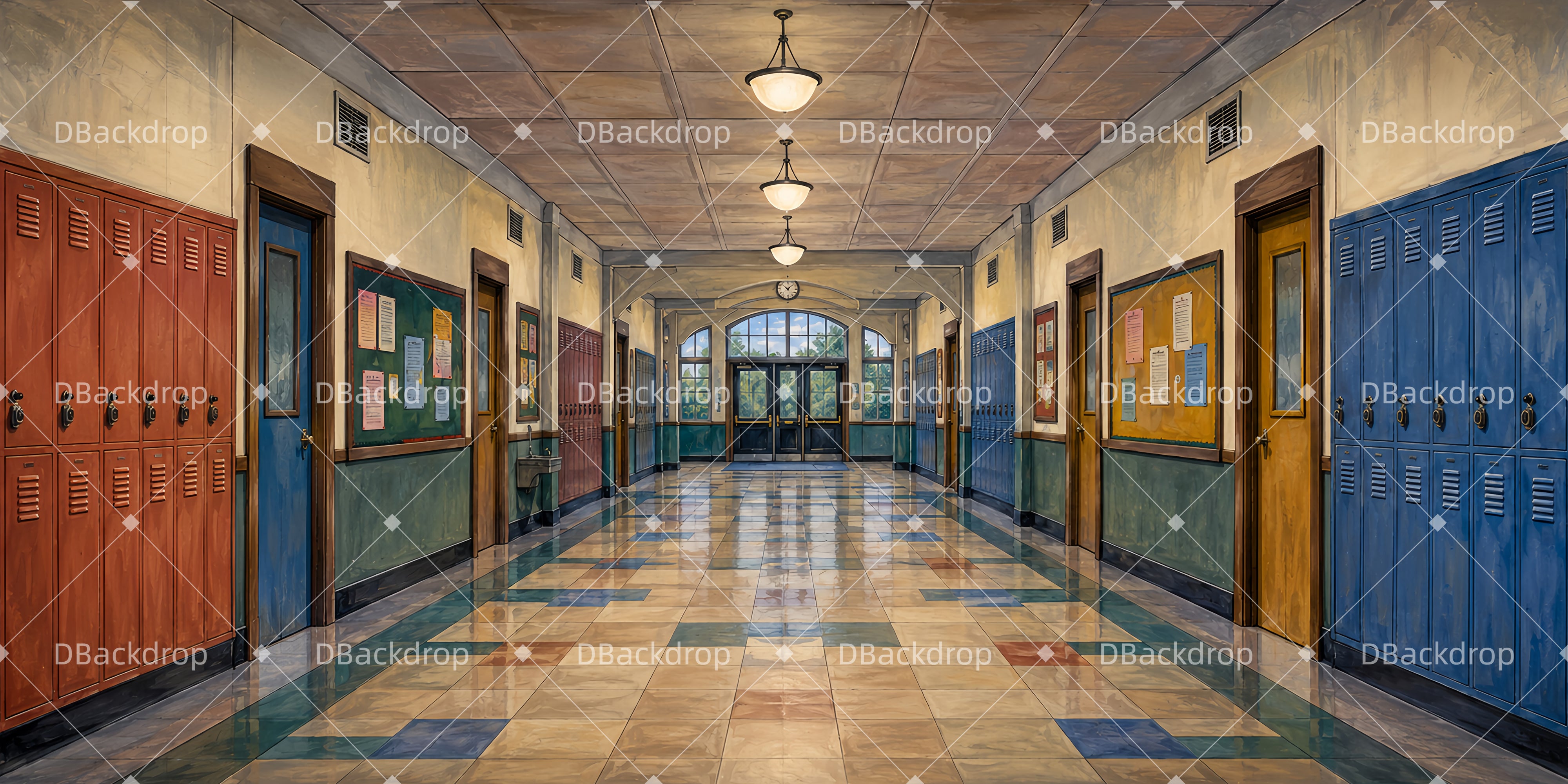 Professional Stage Backdrops School Hallway Theater Backdrop UK LXX66-T36