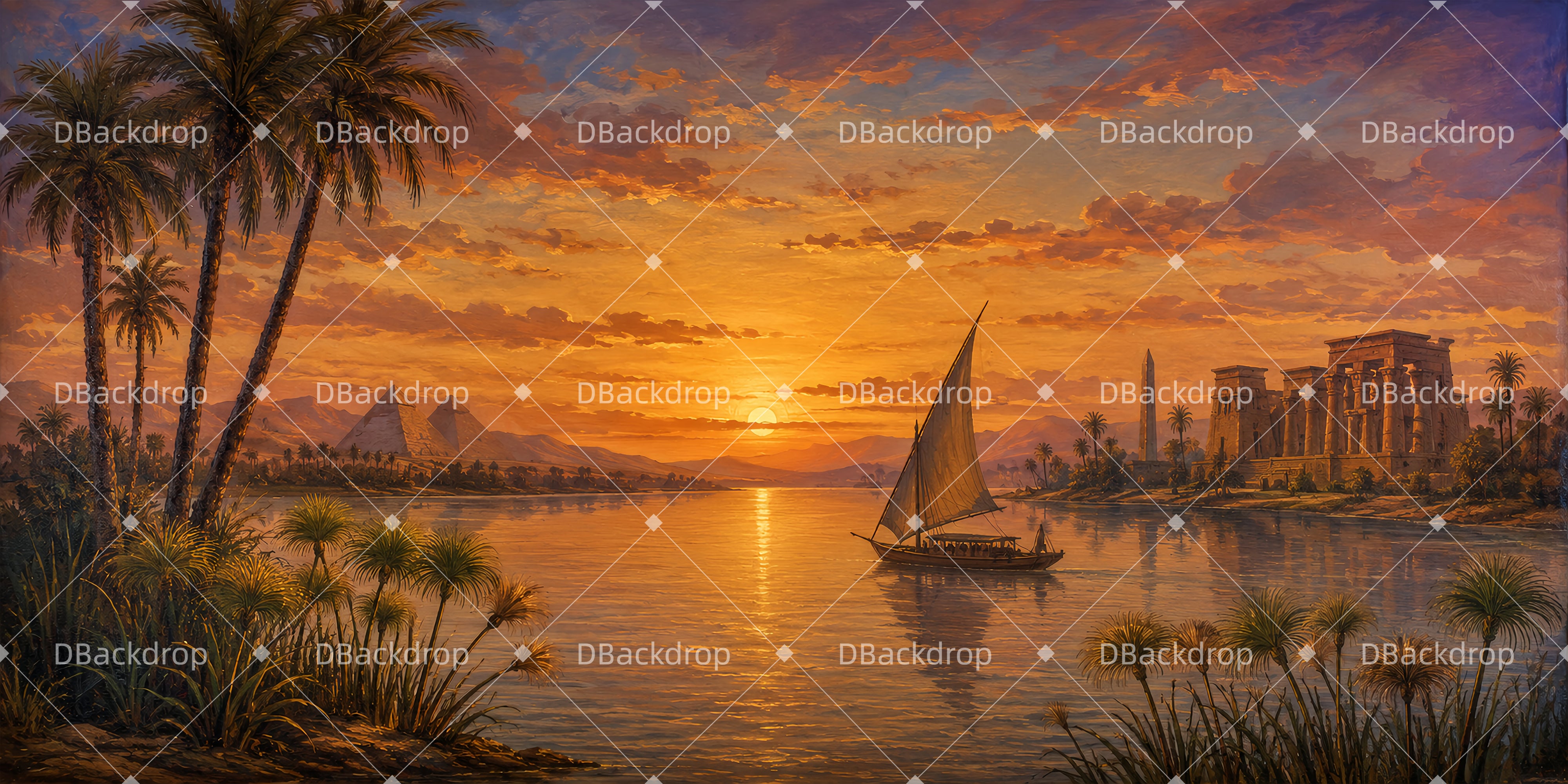 Stage Scenery Backdrops Nile River Sunset Scenic UK Backdrops LXX66-T77