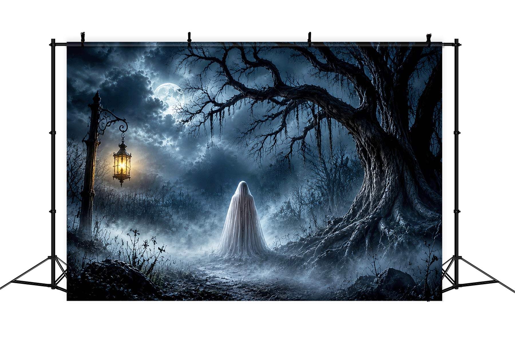 Halloween Backdrop Photo Haunted Forest Ghost Lantern Halloween Party Backdrop UK LXX67-10